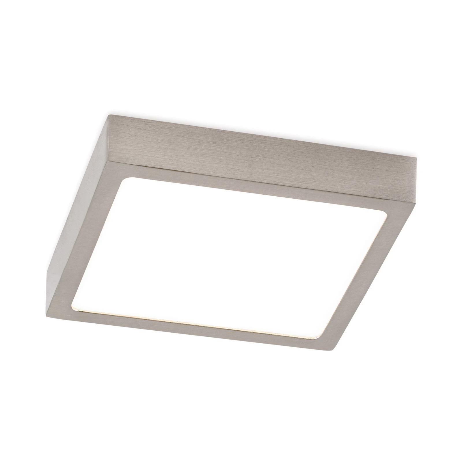 LED stropna svjetiljka Disc, satenska završna obrada boje nikla, duljina 14 cm