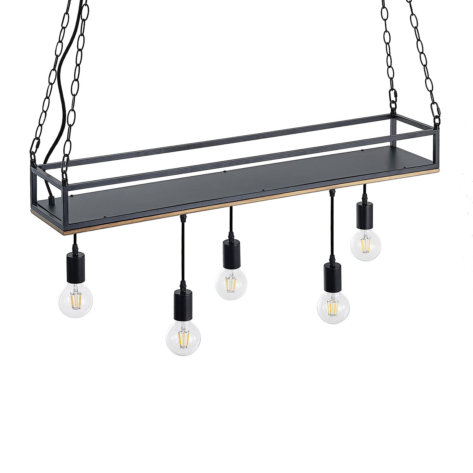 Kirista 5 Pendant Wood/Black - Lindby