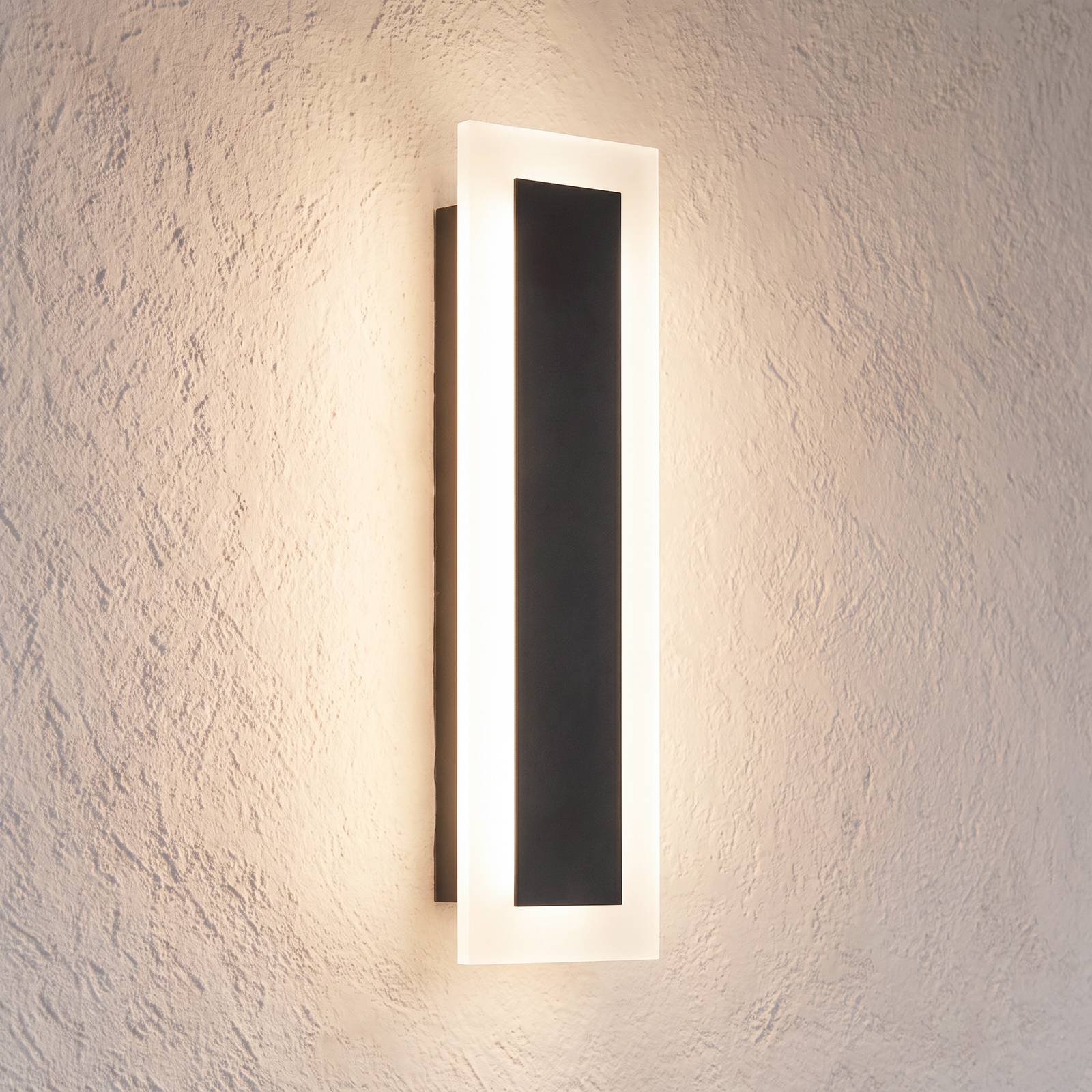 Udendørs LED-væglampe Wow, sort/hvid, metal, IP54, CCT