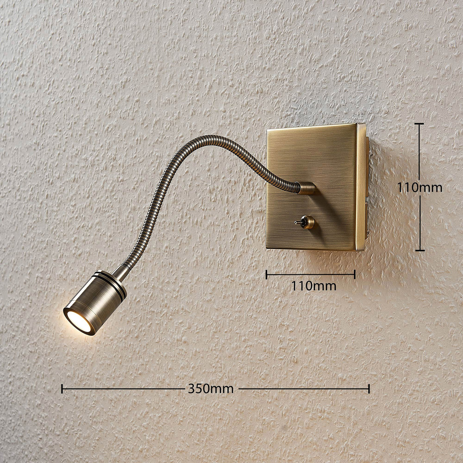 Lindby LED-Wandlampe Mayar, 2er, messing, Leselampe, 11 cm