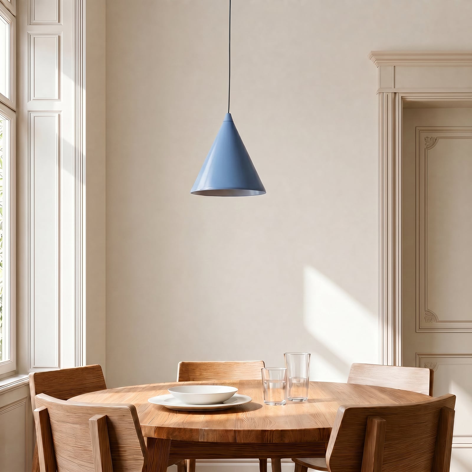 Żyrandol w kształcie stożka, metalowy, niebieski, średnica 24 cm – ALDEX