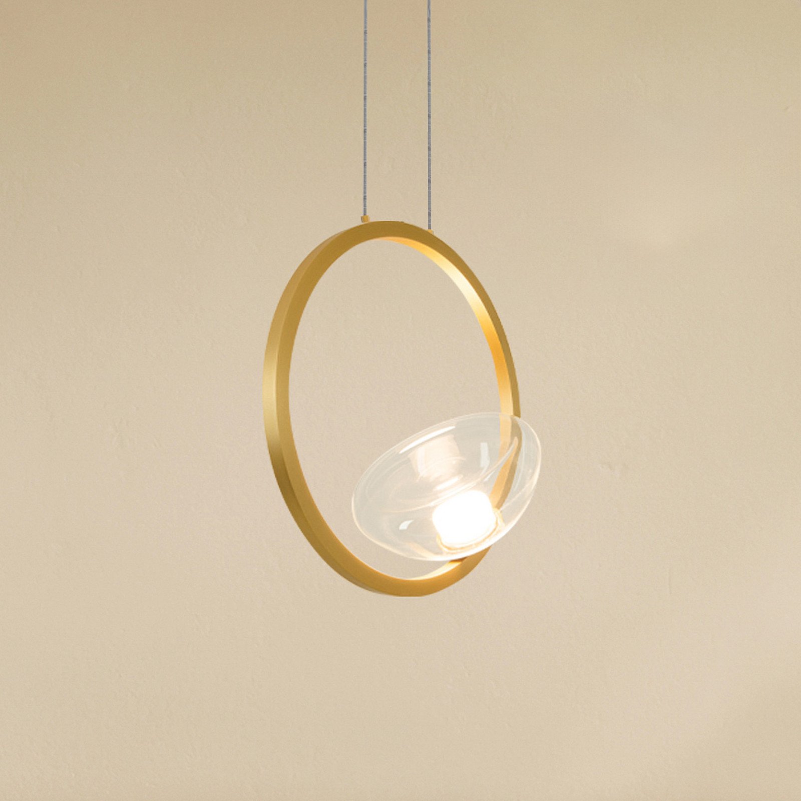 Zambelis Lampă suspendată LED 23028 1 bec 3.000 K sticlă aurie - Camera de zi / sufragerie - auriu clar opal