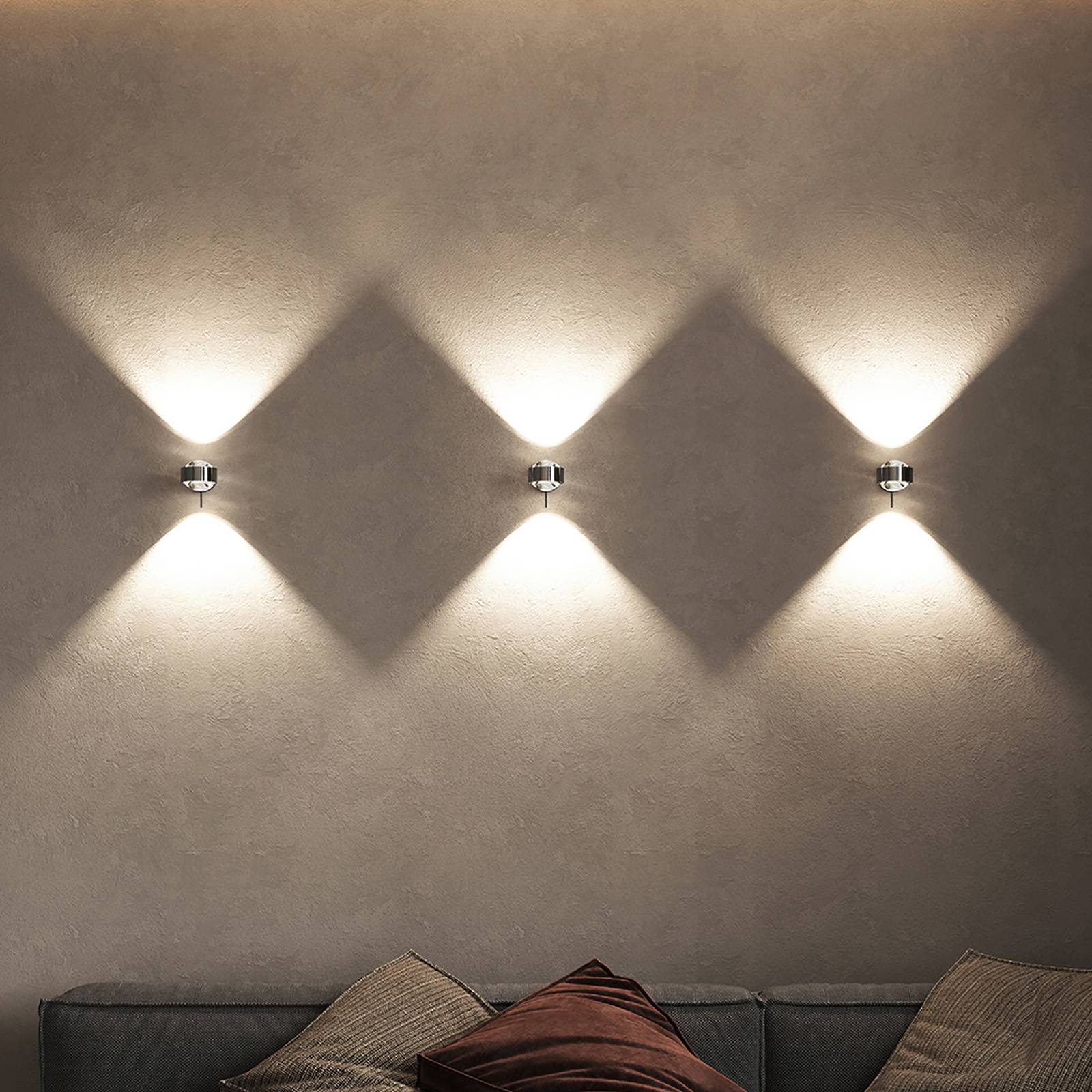 Top Light Puk Mini Wall+ LED, lentilles transparentes, chrome