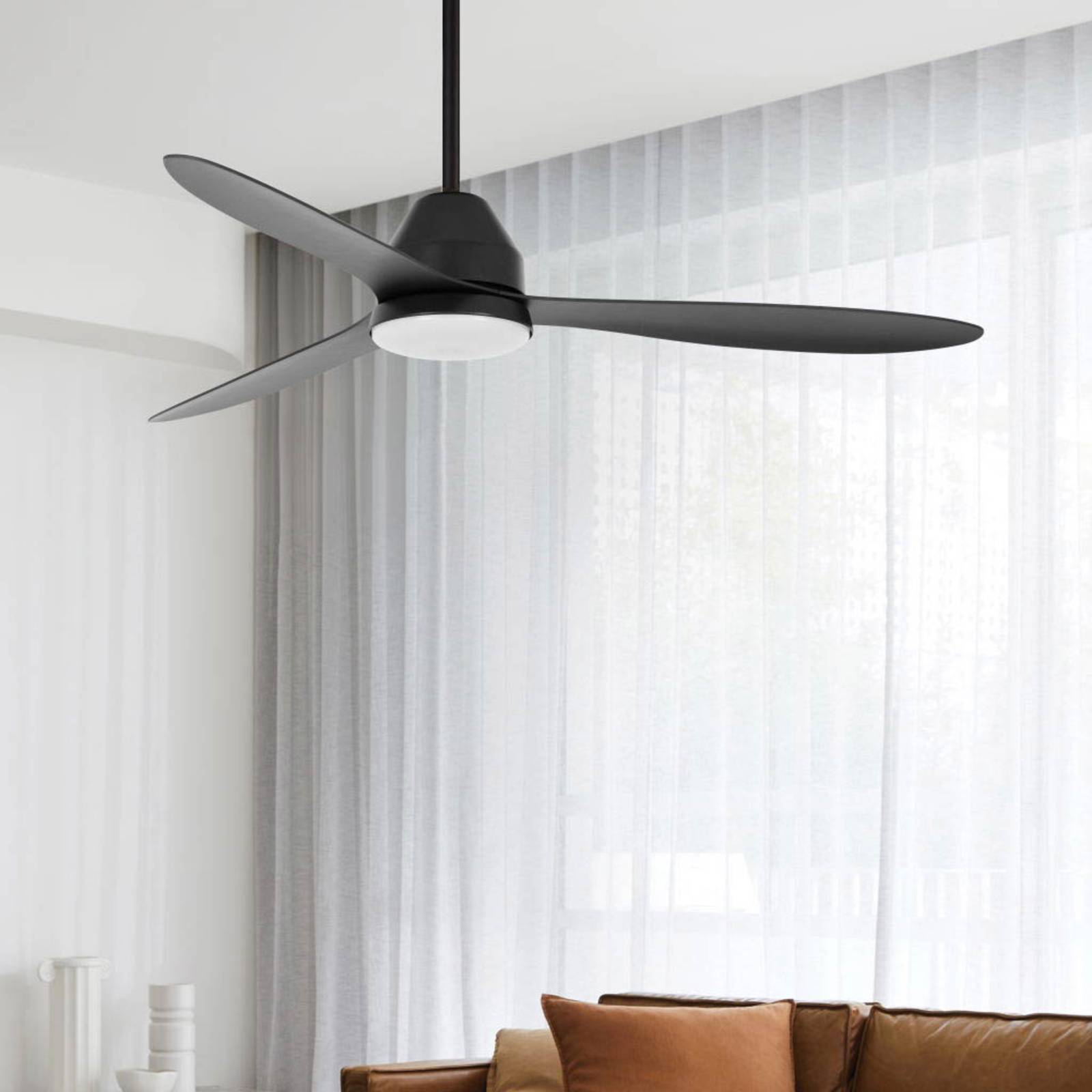 Whitehaven ceiling fan with LED light, black