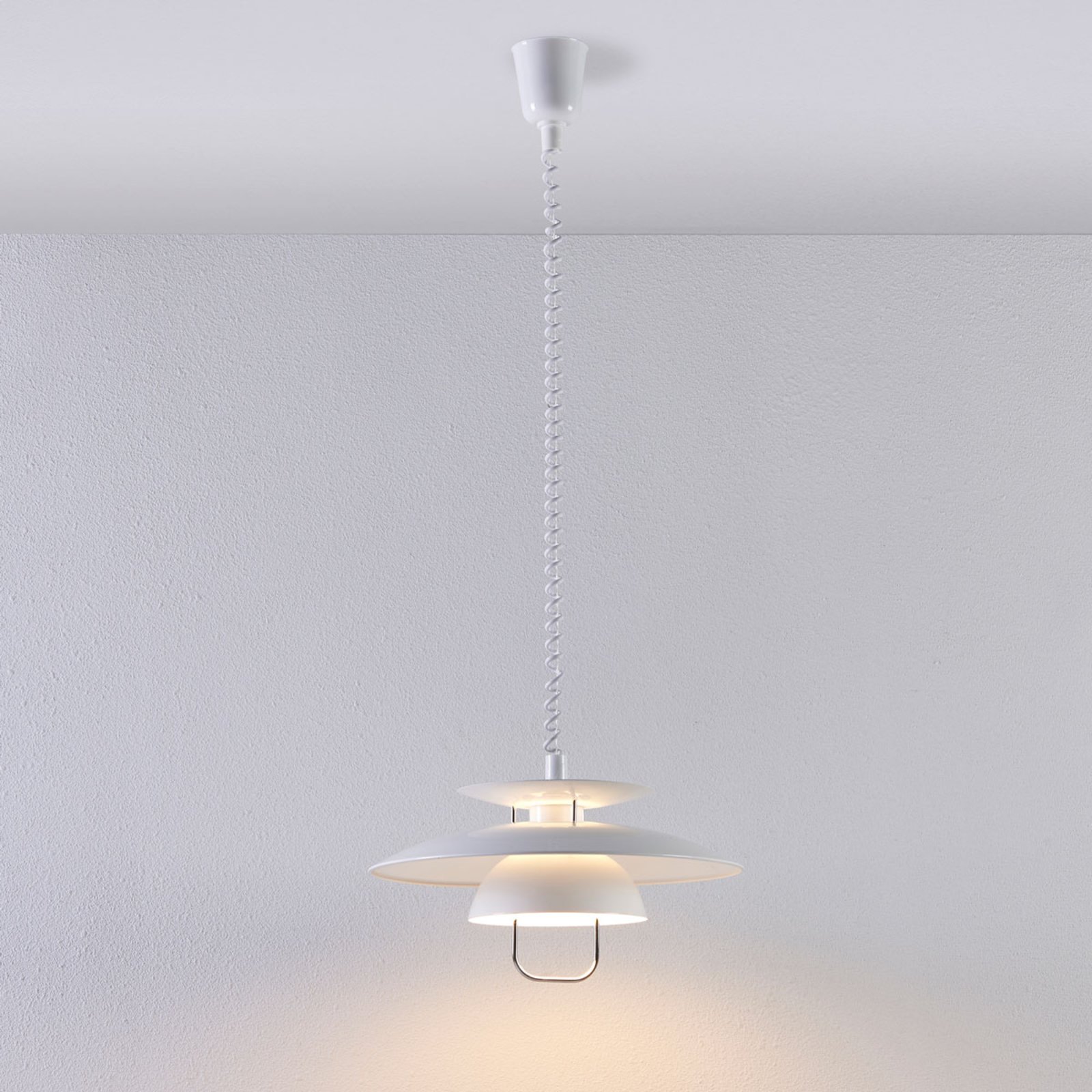 Lámpara colgante Lindby Nadija, blanca, Ø 43 cm, regulable en altura