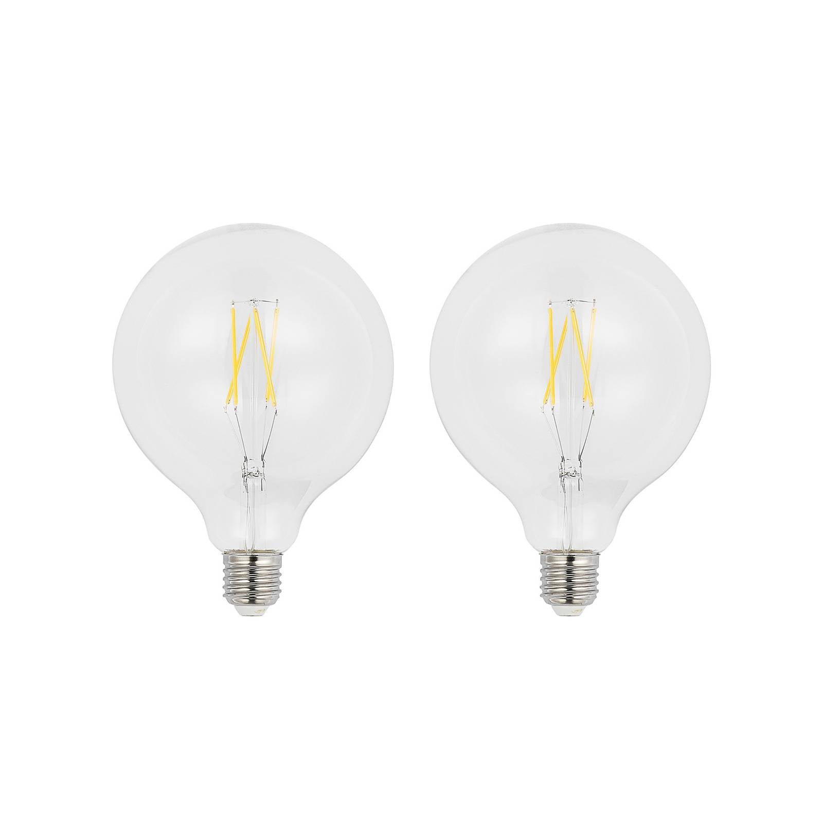 LED-Filament E27 6W 2.700K G125 Globe klar 2er-Set
