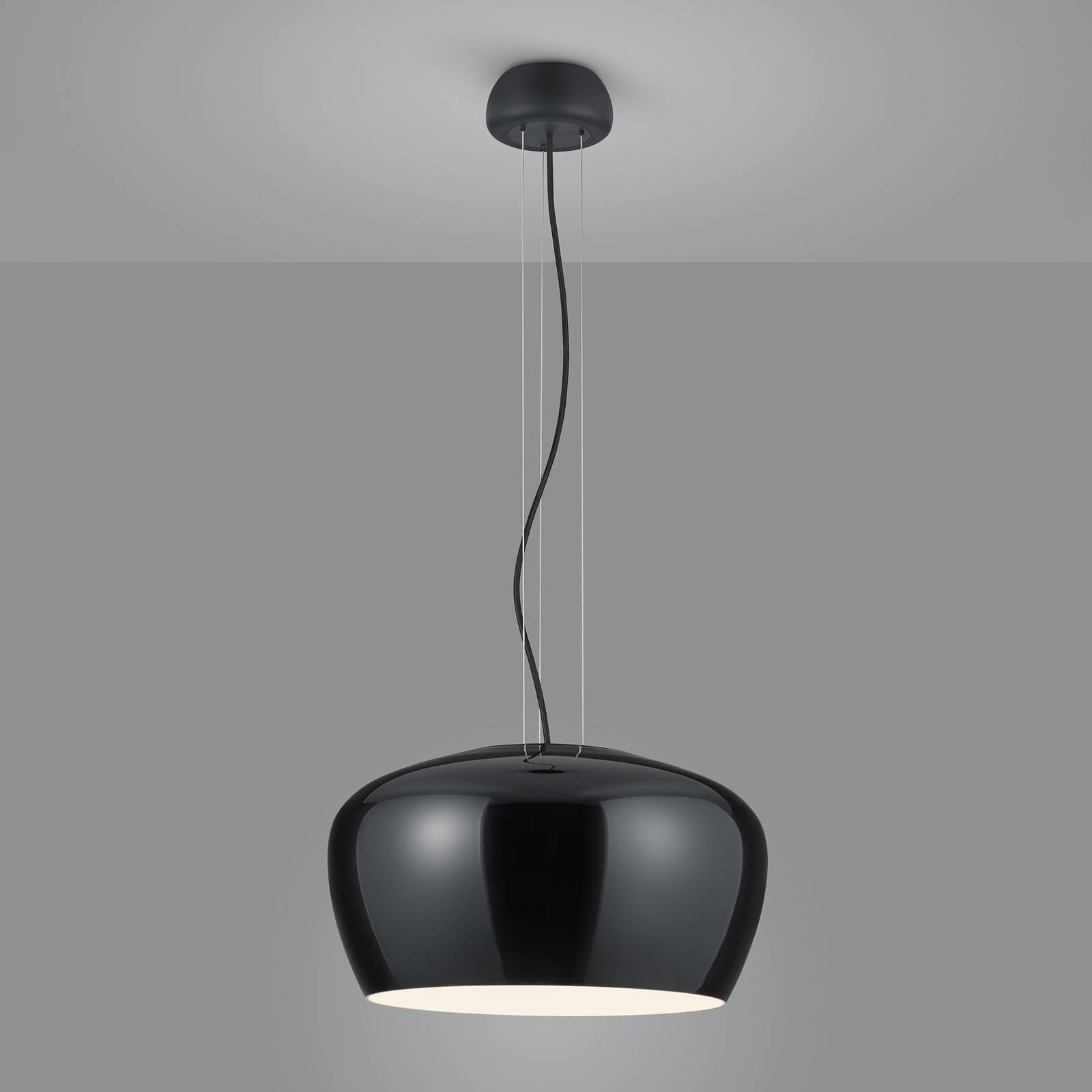 E-shop Helestra Veda závesná lampa opálové sklo, čierna