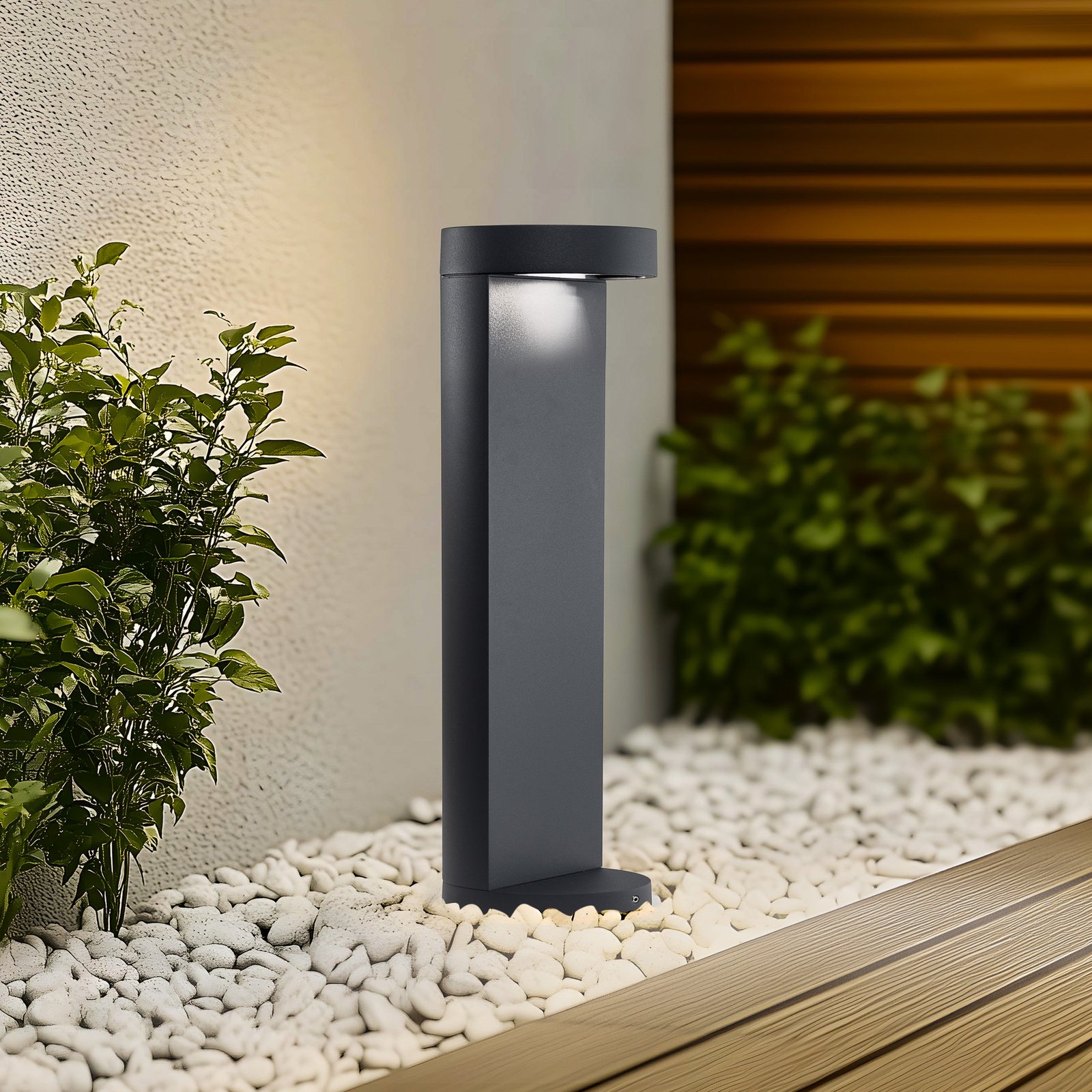 BEGA LED pedestal light 84749, graphite, cast aluminium, glass