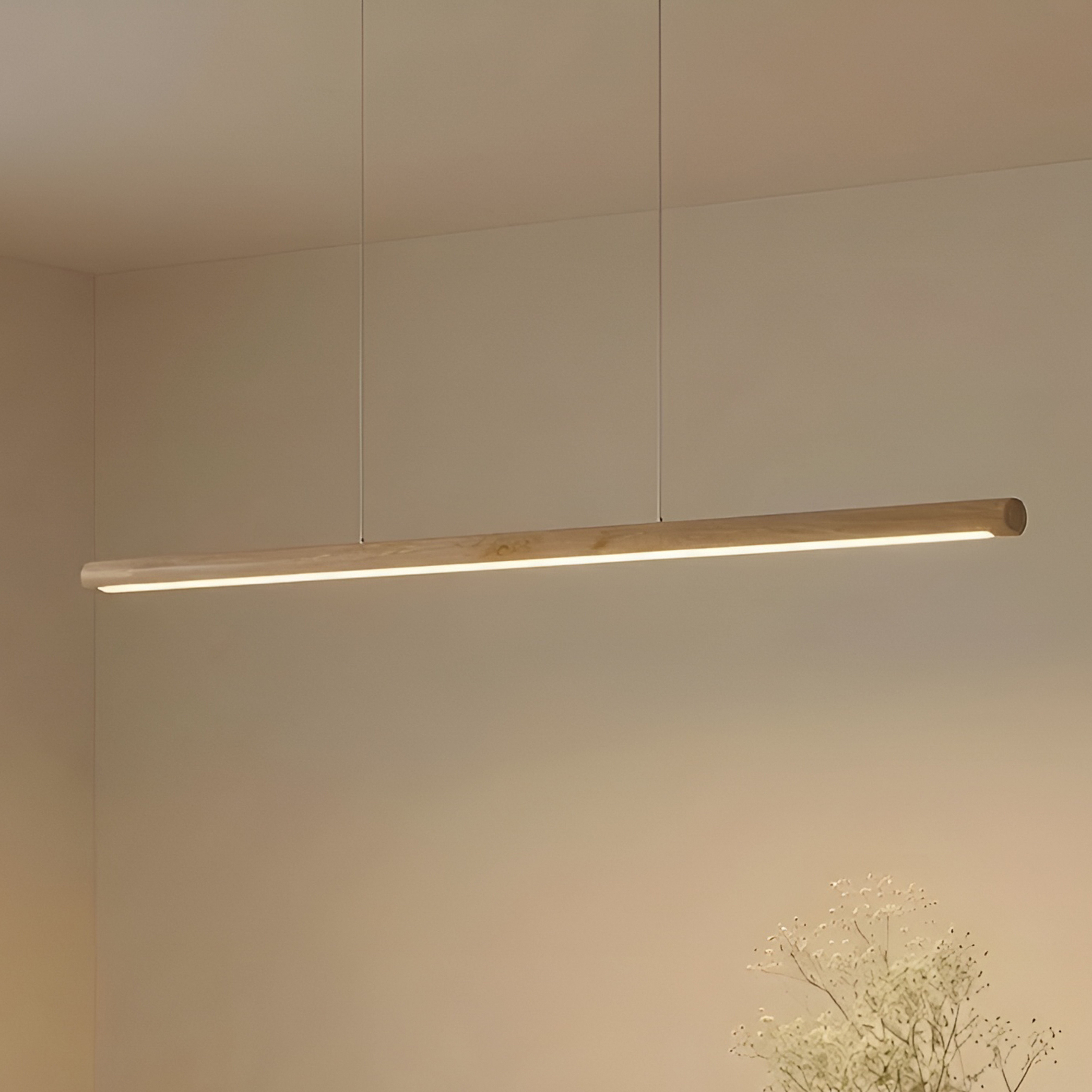 Lucande LED-Hängeleuchte Maruta, Holz, Balken, 120 cm, 3000K