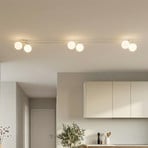 Taklampe Imelo, kremfarget, 6 lyskilder, glass, lengde 200 cm