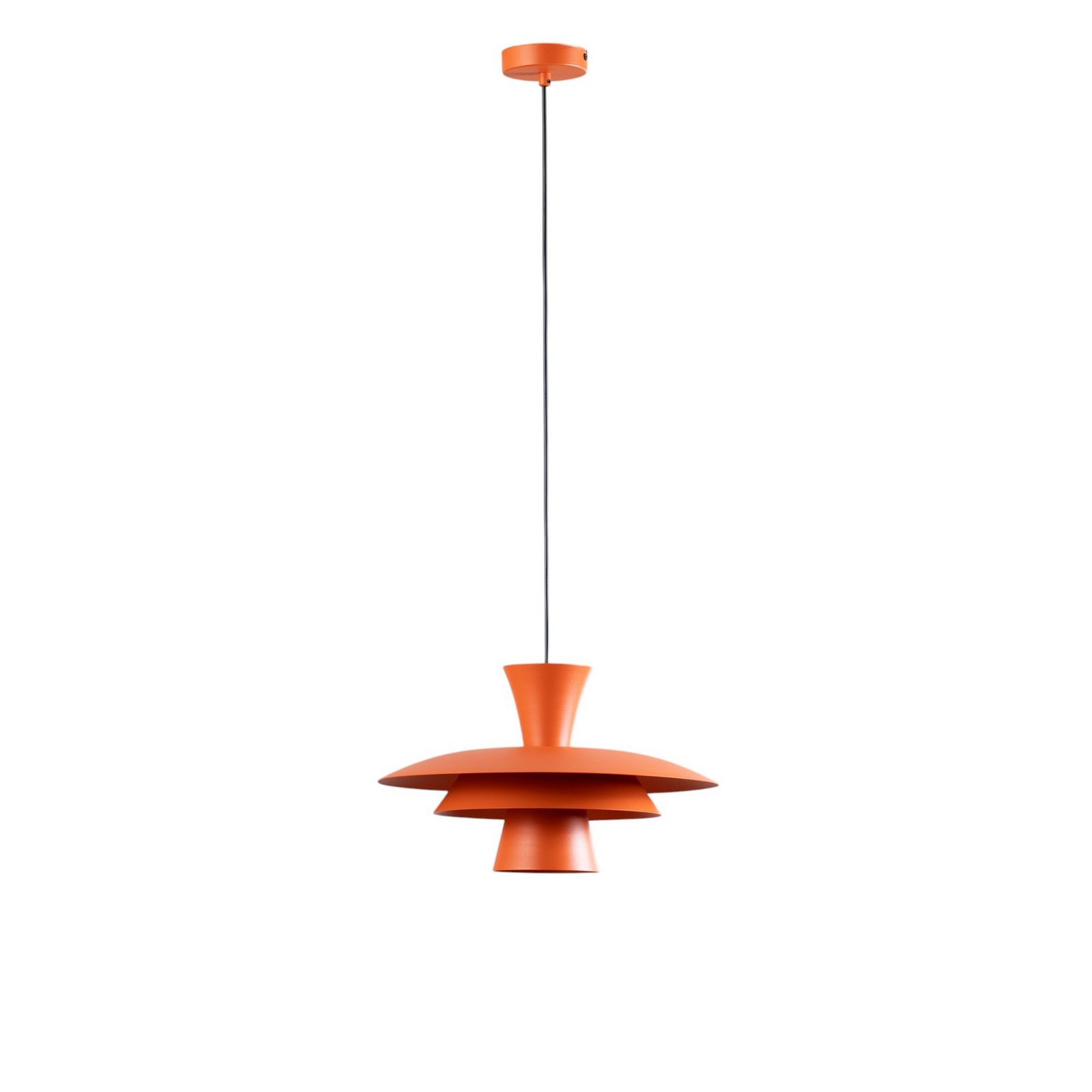 Závesné svietidlo Plato, oranžové, kov, Ø 38 cm, E27