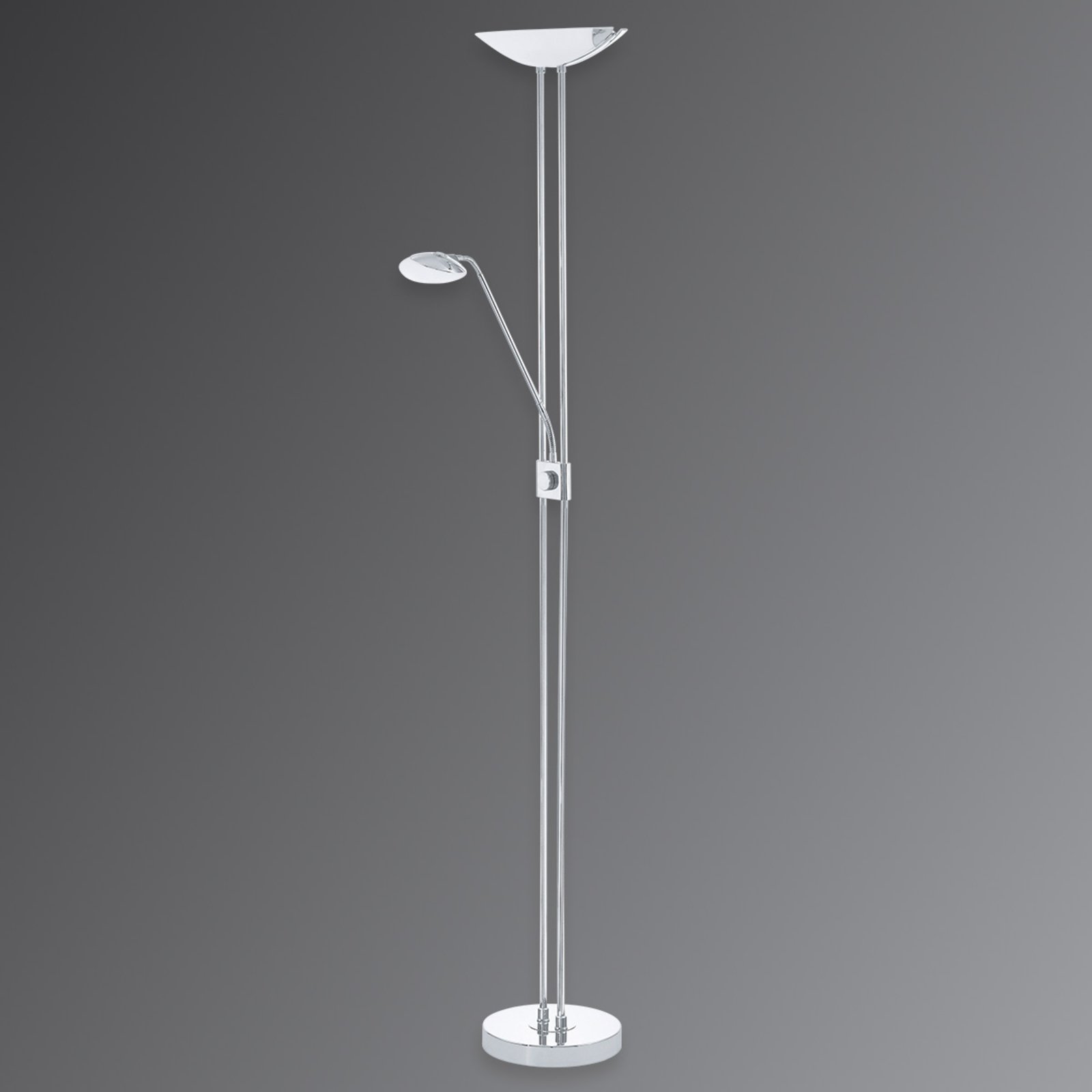 EGLO Baya - chrome-plated LED uplighter/reading light, for Living / Dining Room, steel, glass, plastic, energy efficiency: A+, H: 180 cm