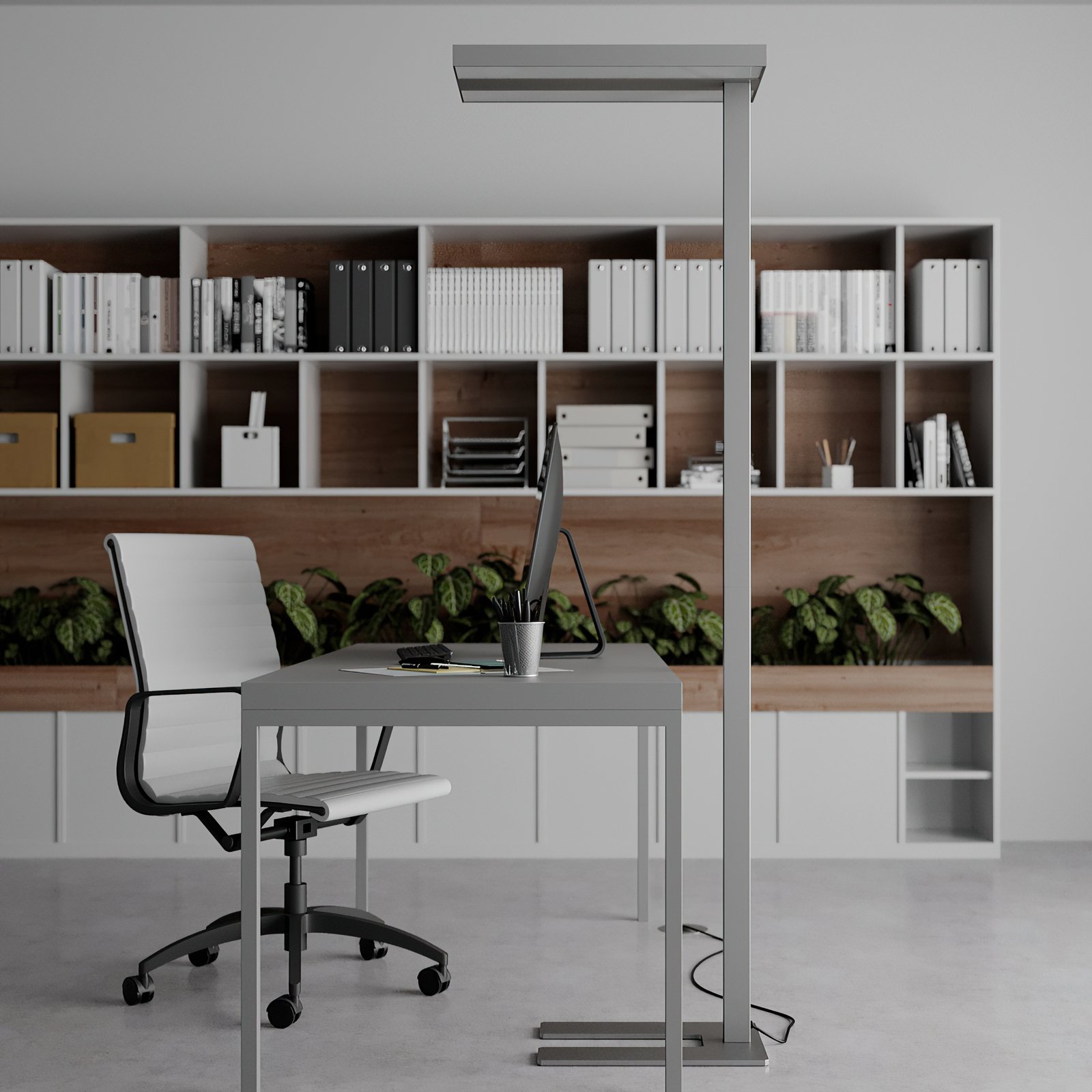 Arcchio LED-Stehlampe Logan Basic,  2er-Set, silber, 6000 lm
