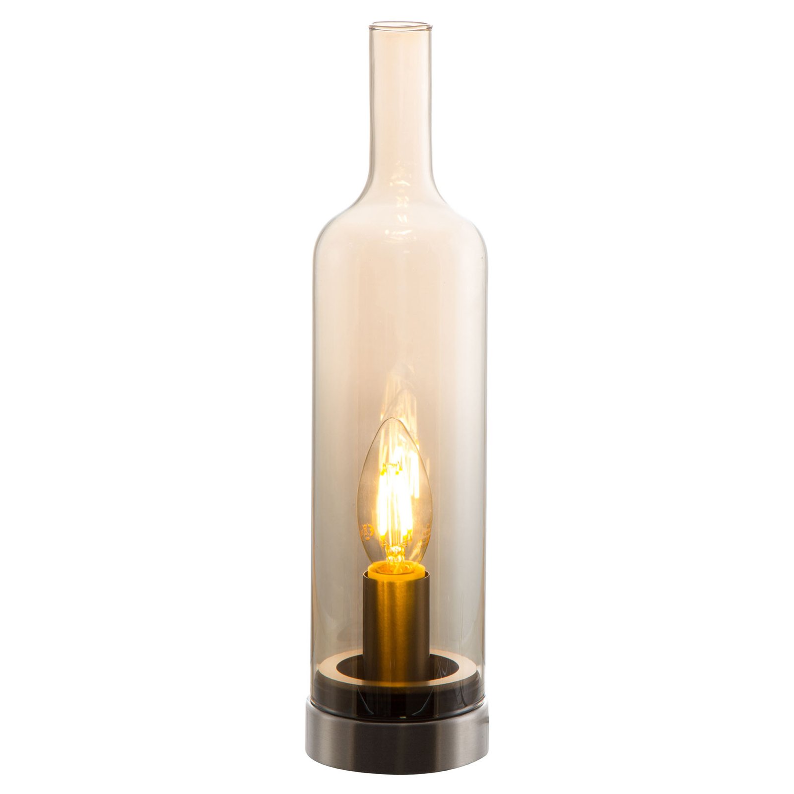 Bottle glass table lamp, amber