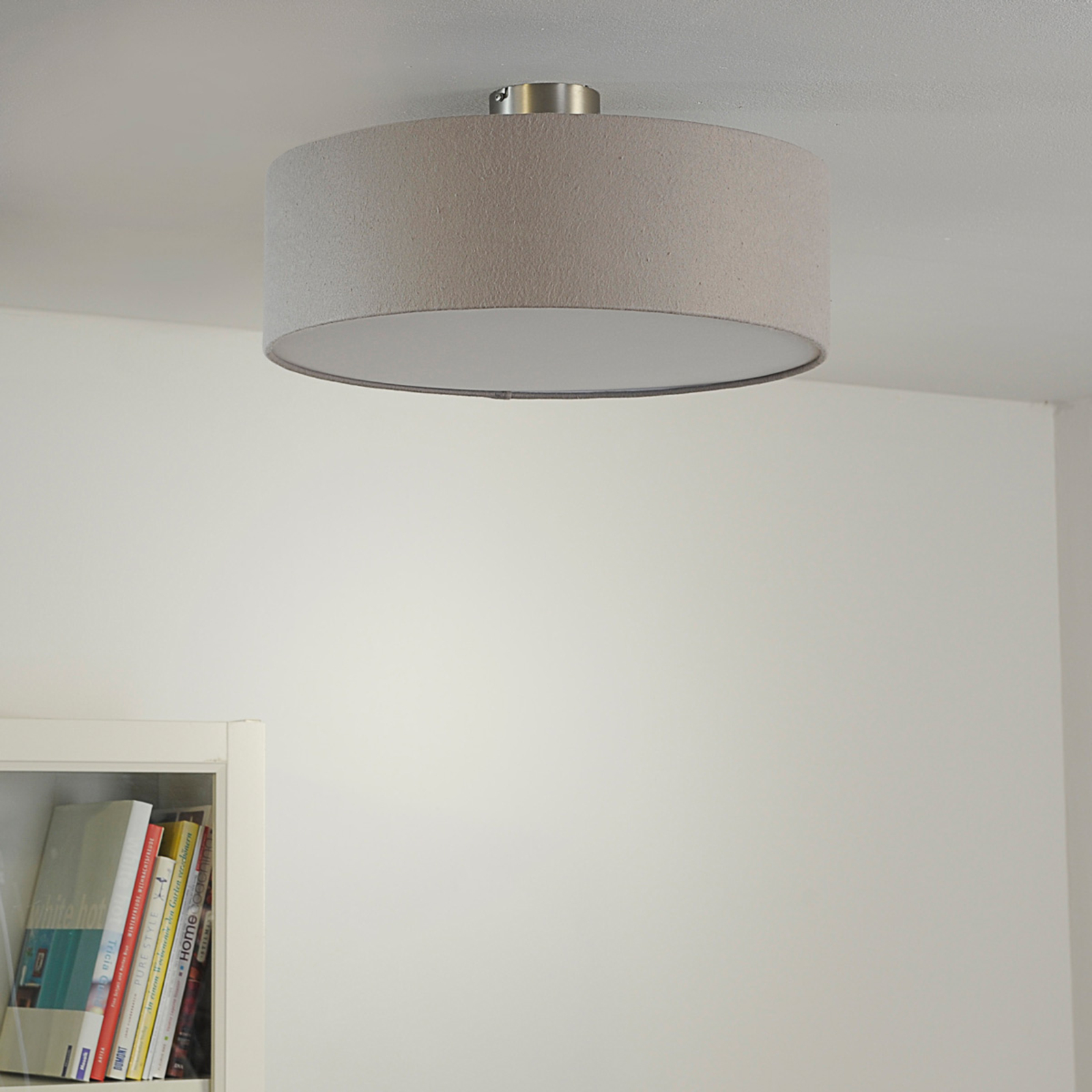 Quitani Gala ceiling light, Ø 50 cm, grey felt shade