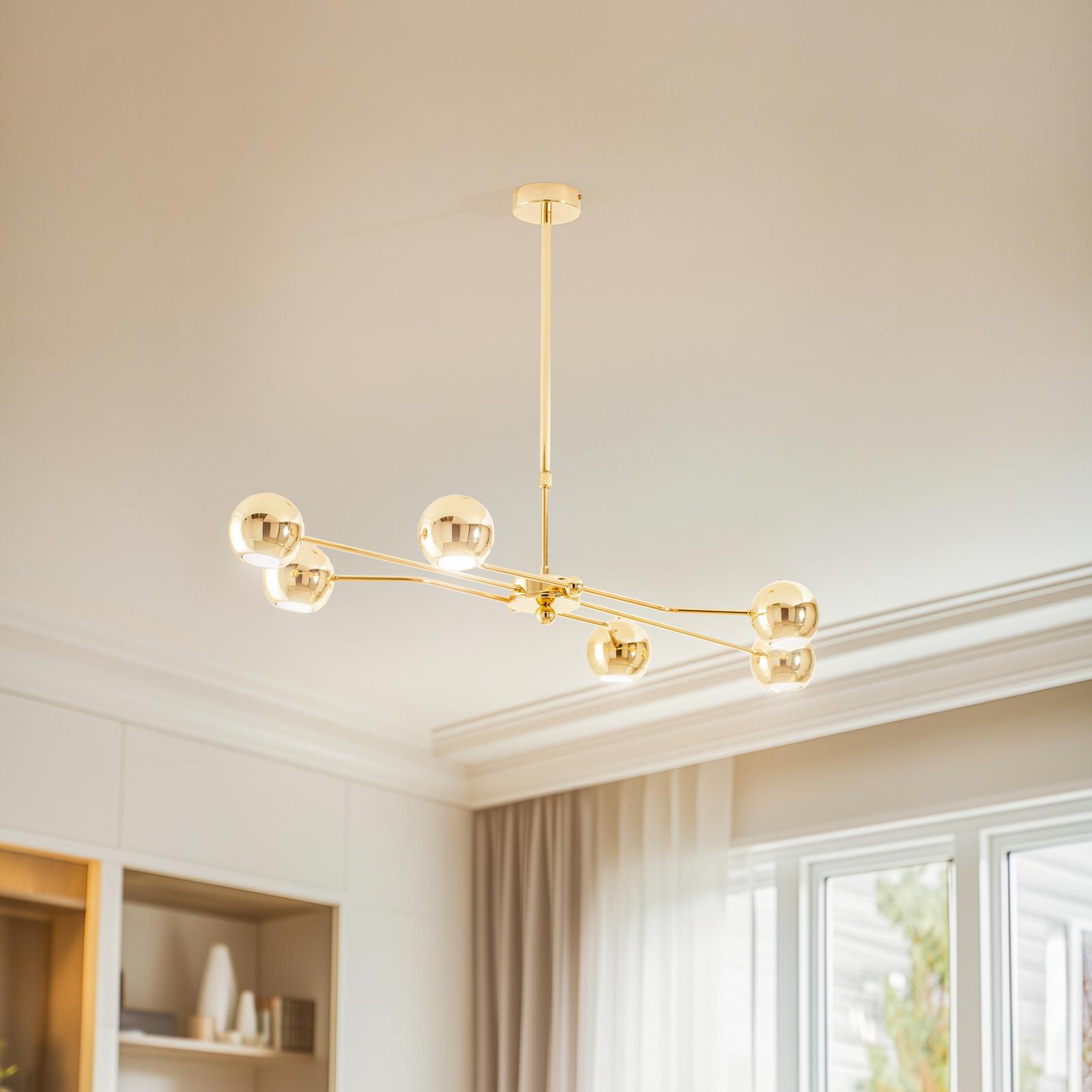 Suspension Tiana, doré, métal, 6 lampes, GU10