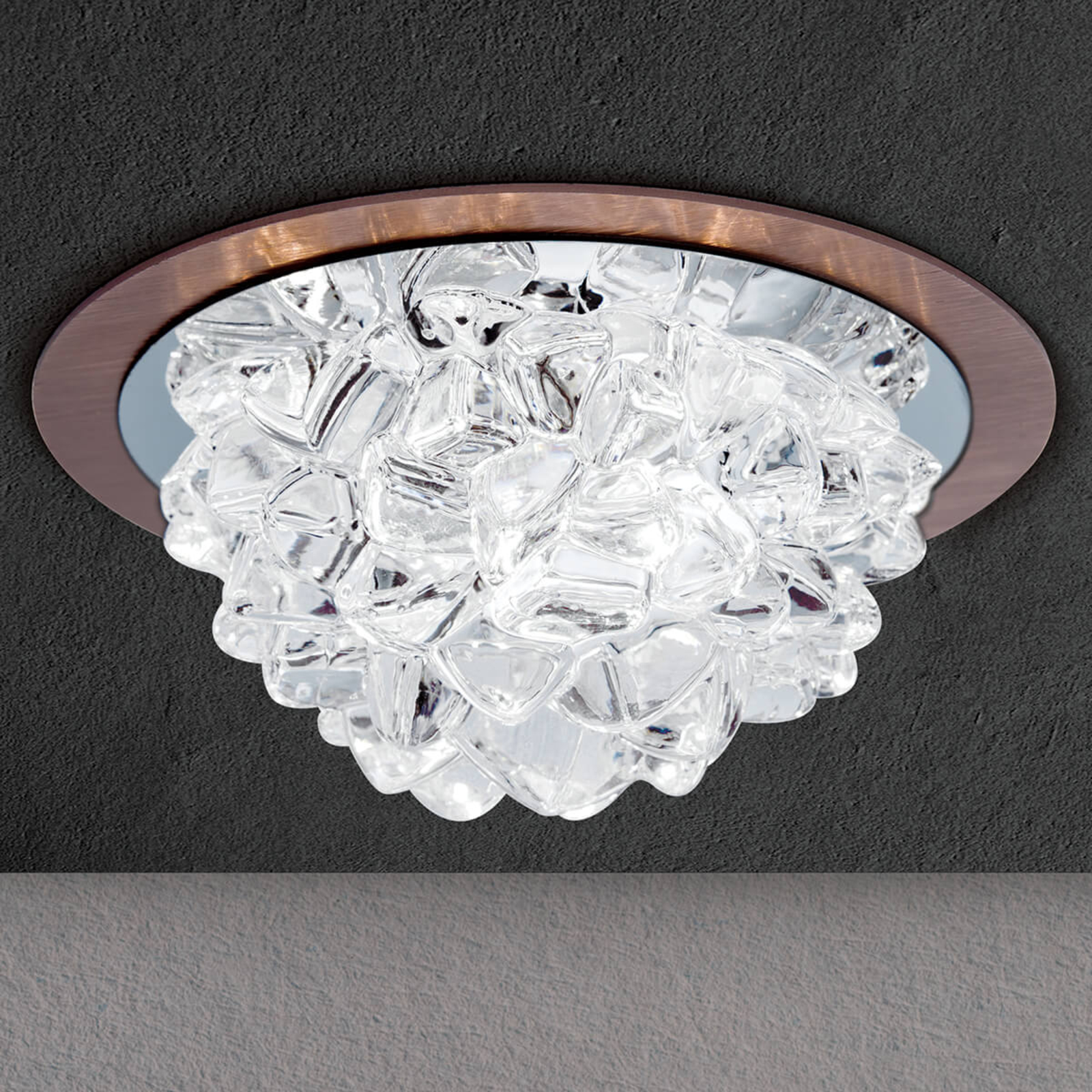 Orion LED recessed light Cecil, bronze, for Living / Dining Room, aluminium, glass, 5 W, energy efficiency: A+, H: 5 cm