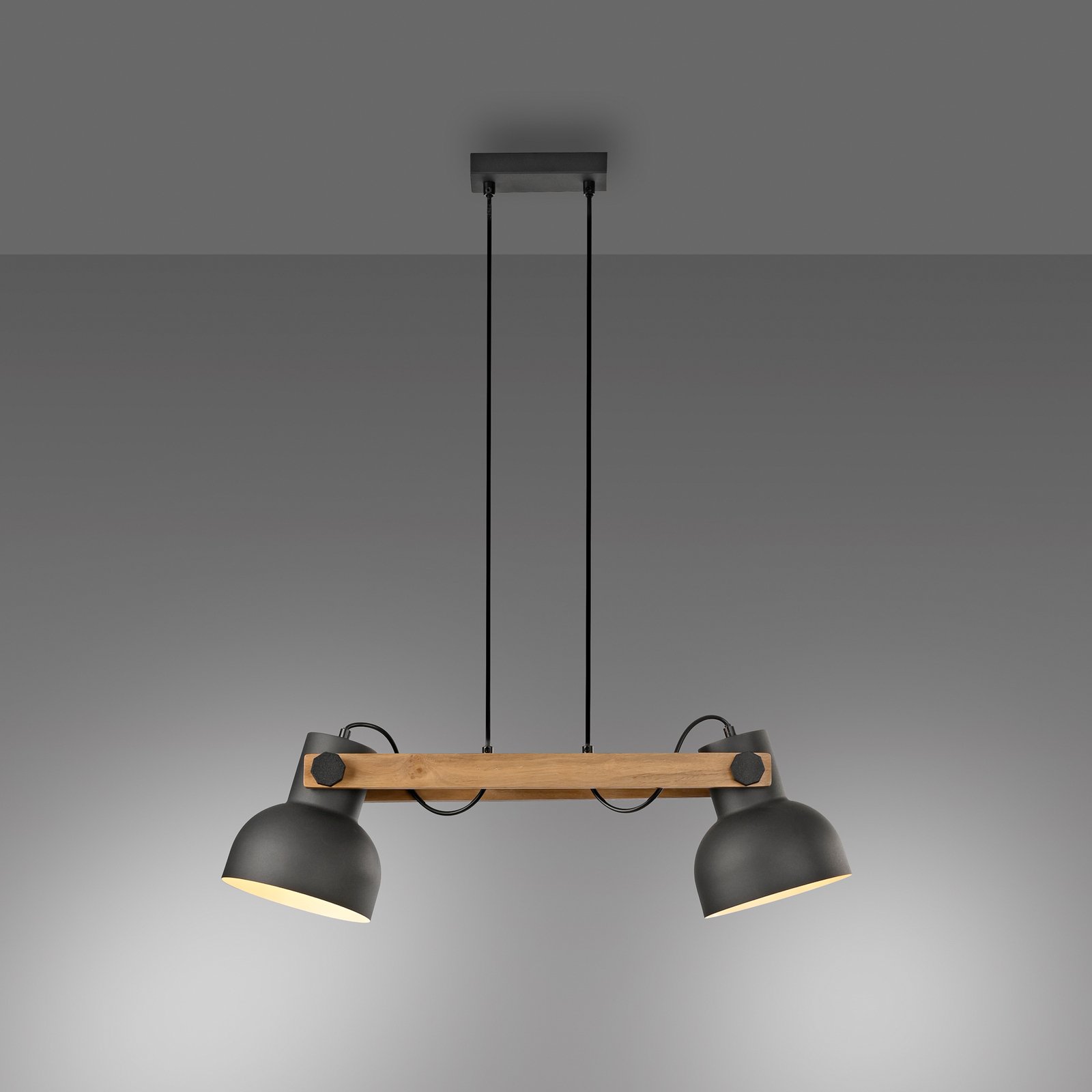 JUST LIGHT. Hanglamp Cup 2.0, 2-lamps, zwart, metaal