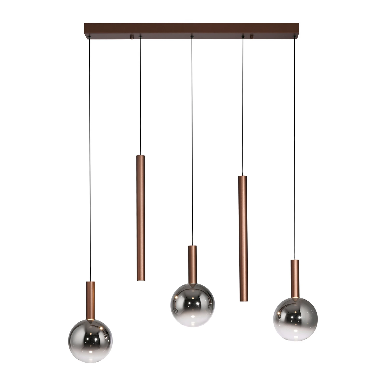 Paul Neuhaus LED piekaramā lampa Bowl, garums 100 cm, brūna/pelēka