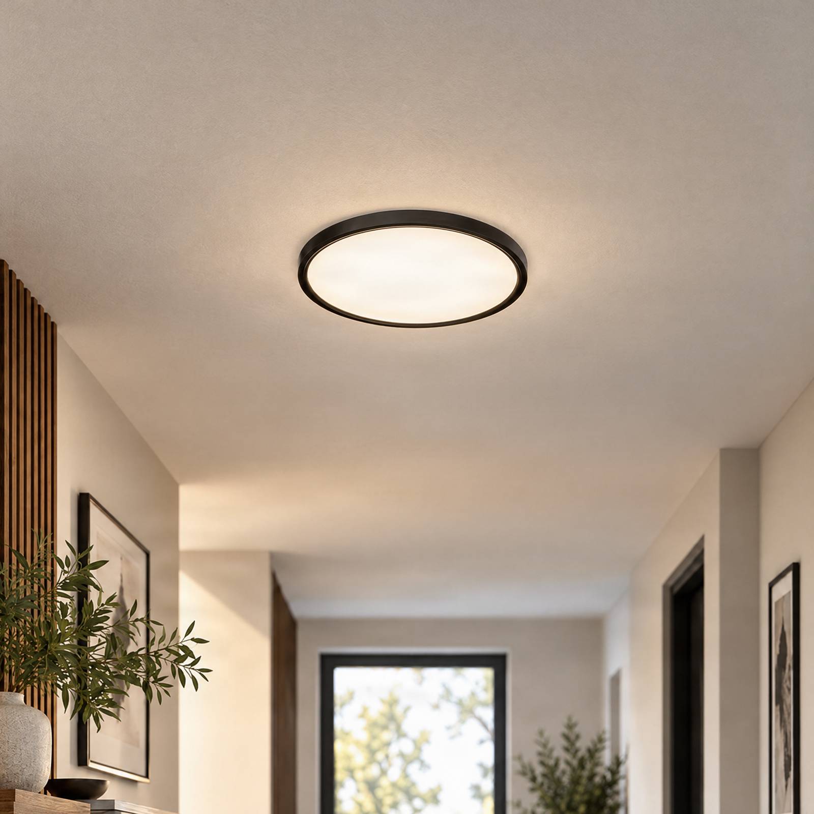 Lindby LED plafondlamp Pravin, Ø 40 cm, CCT, zwart