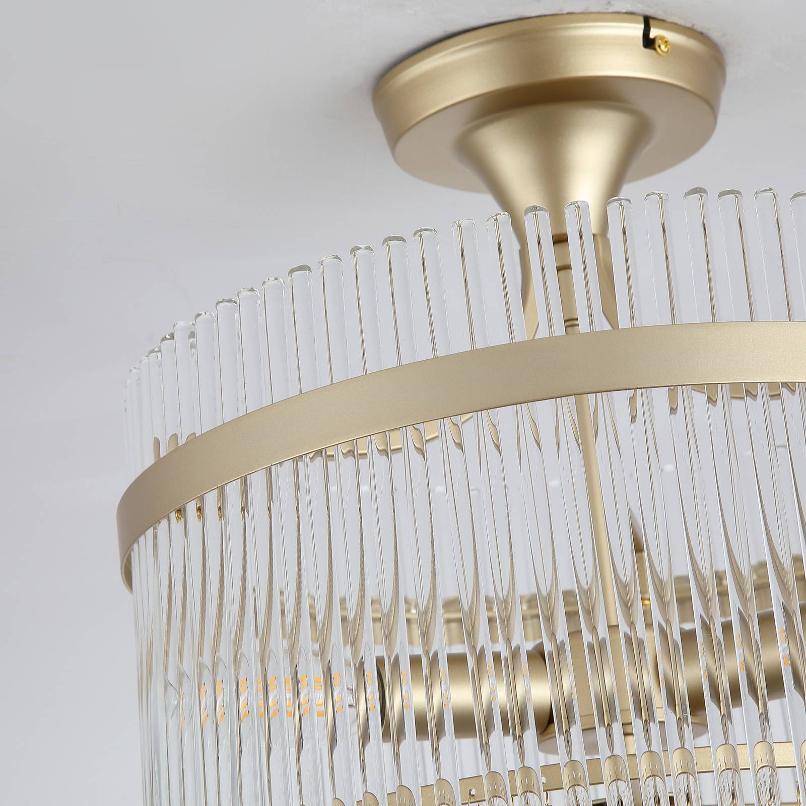 Deckenlampe Lara, Ø 35 cm, goldfarben/klar, Glas/Metall günstig online kaufen