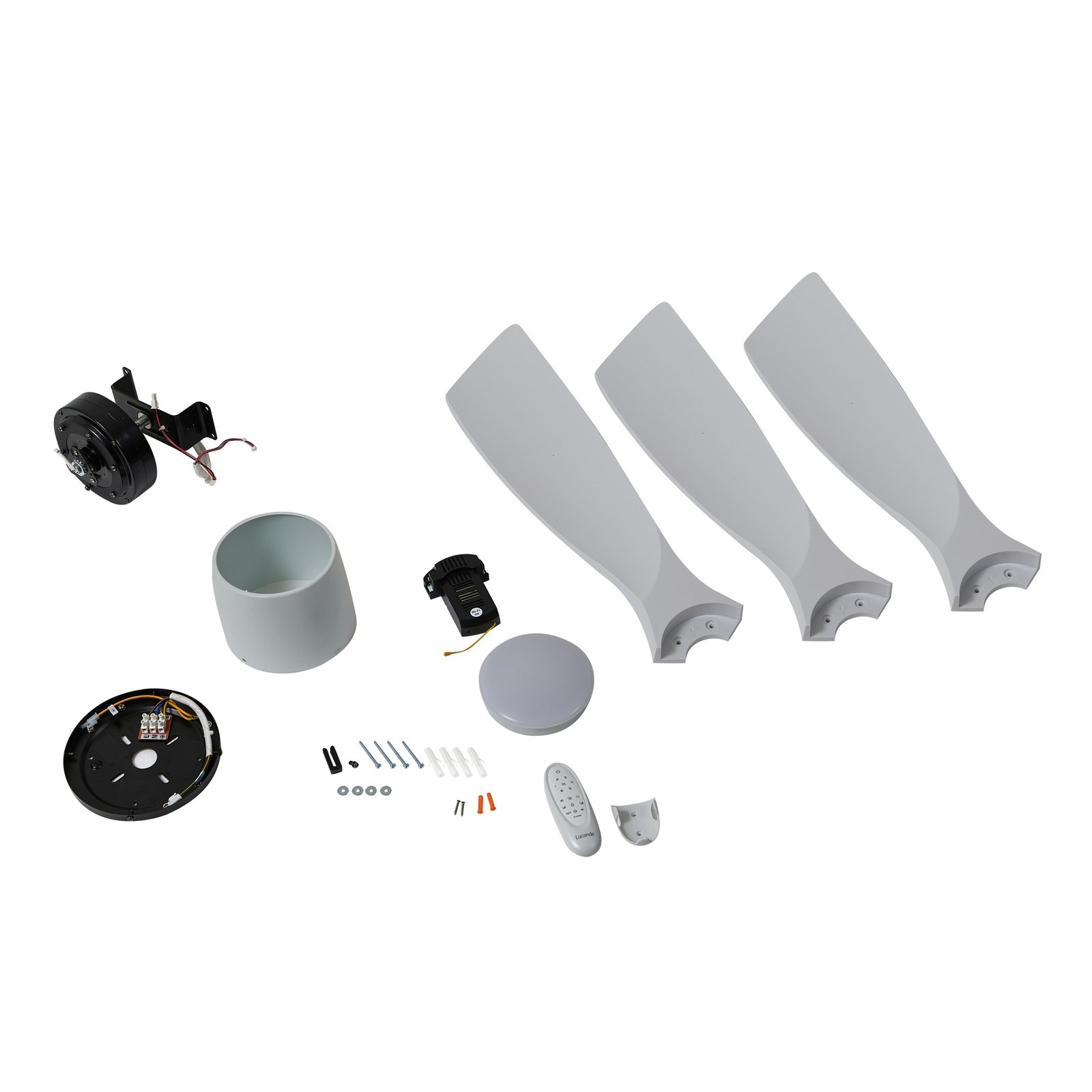 Lucande Smart LED-Deckenventilator Moneno, weiß, DC, Tuya