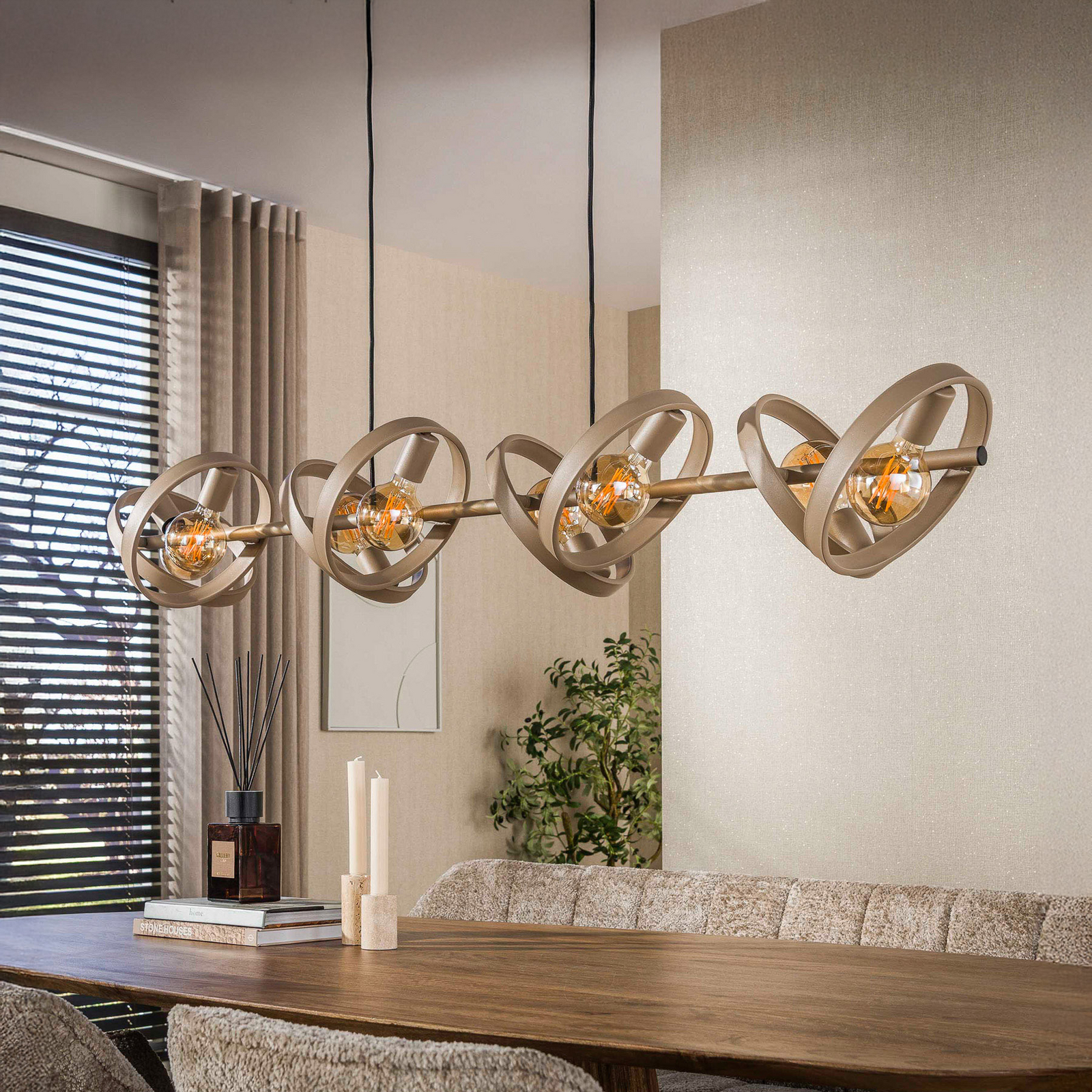 Pendelleuchte Hover, beige, Metall, 8-flammig, E27, 160 cm Pendelleuchte Hover, beige, Metall, 8-flammig, E27, 160 cm