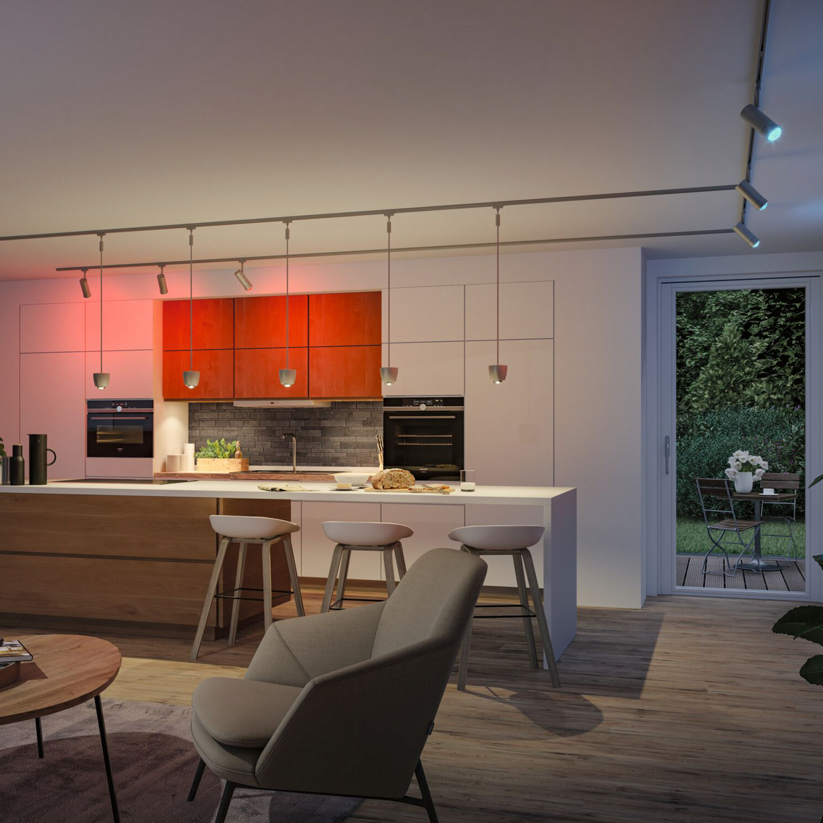 Paulmann URail Smart LED - Luminária suspensa em trilho Tyros, cromada CCT RGB