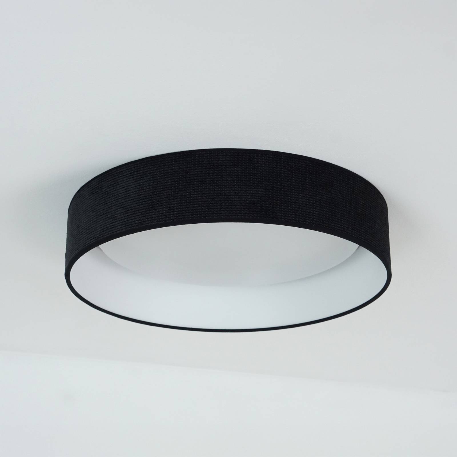 LED-Deckenleuchte Plafond, schwarz, Stoff, Ø 45 cm, 3-step günstig online kaufen