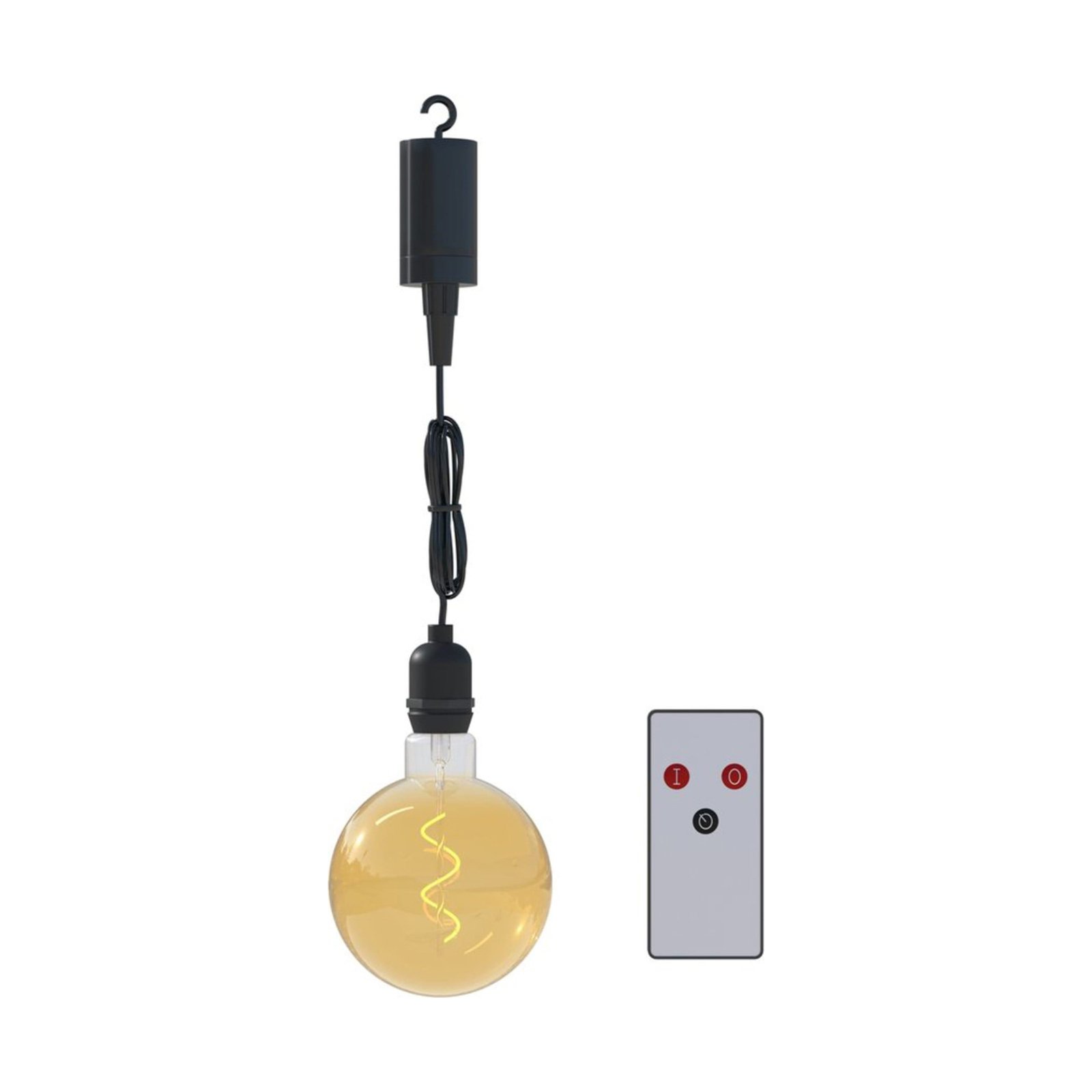 Calex pendant light G125, 30 lm, battery operation, timer, LED