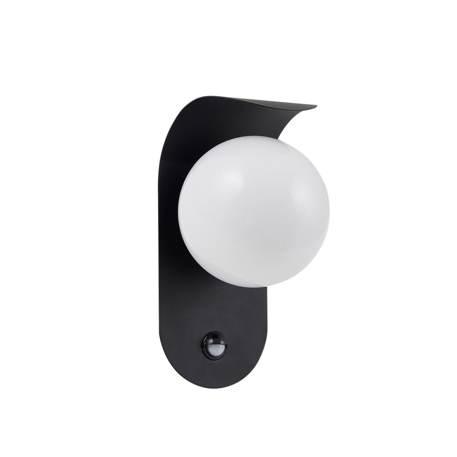 Lindby LED outdoor wall light Lacie, sensor, black/white, aluminium