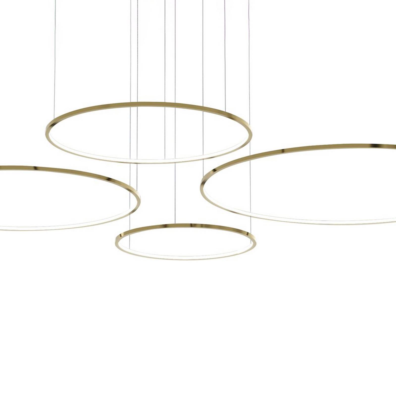 Żyrandol LED Saturno, 4-punktowy, złoty, metal, 4000 K
