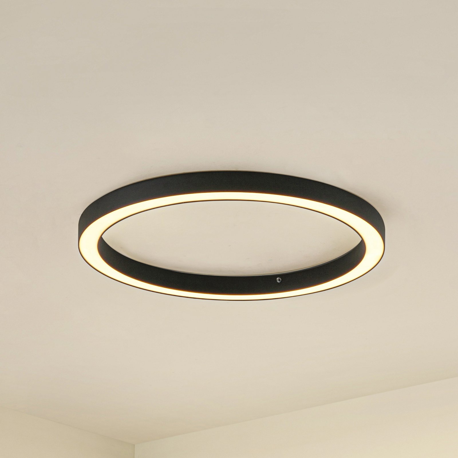 Plafoniera LED Neor, CCT, nera, Ø 60 cm, dimmerabile - Lucande