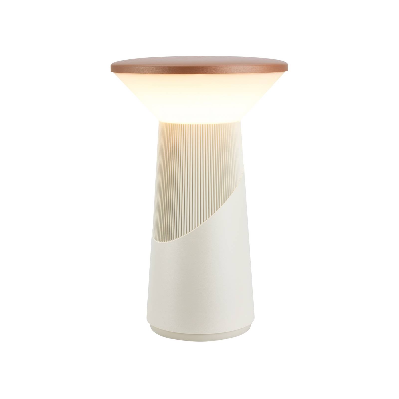 LED-Akku-Tischlampe Pilia, braun/hellgrau, Höhe 24 cm, IP44