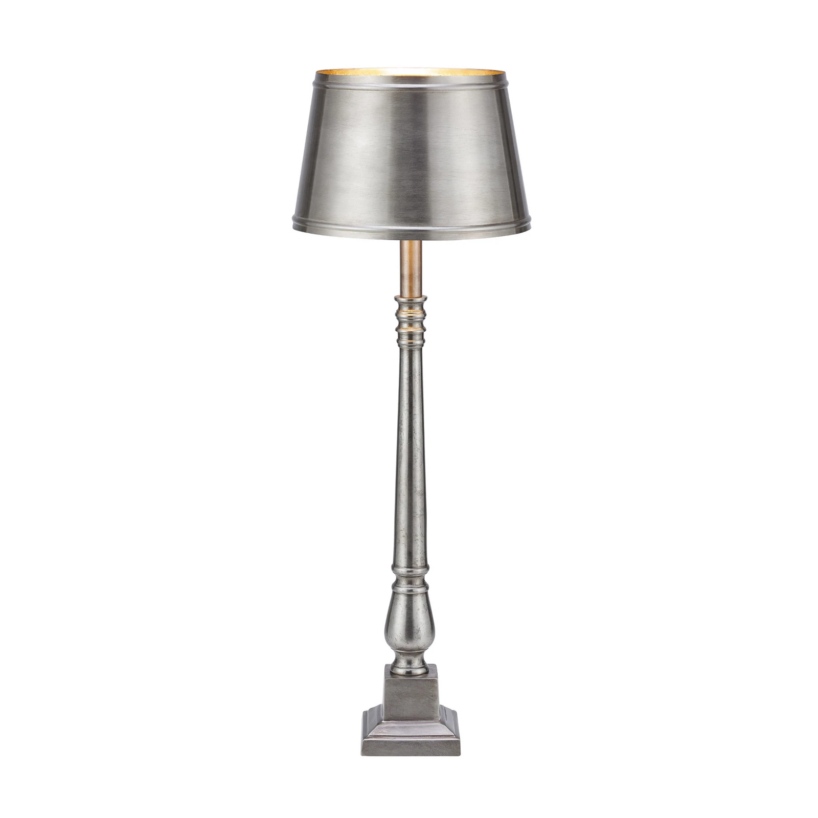Metallo tafellamp, antiek zilverkleurig, metaal, hoogte 66 cm