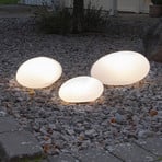 Lámpara LED solar Globy forma piedra largo 26,5 cm