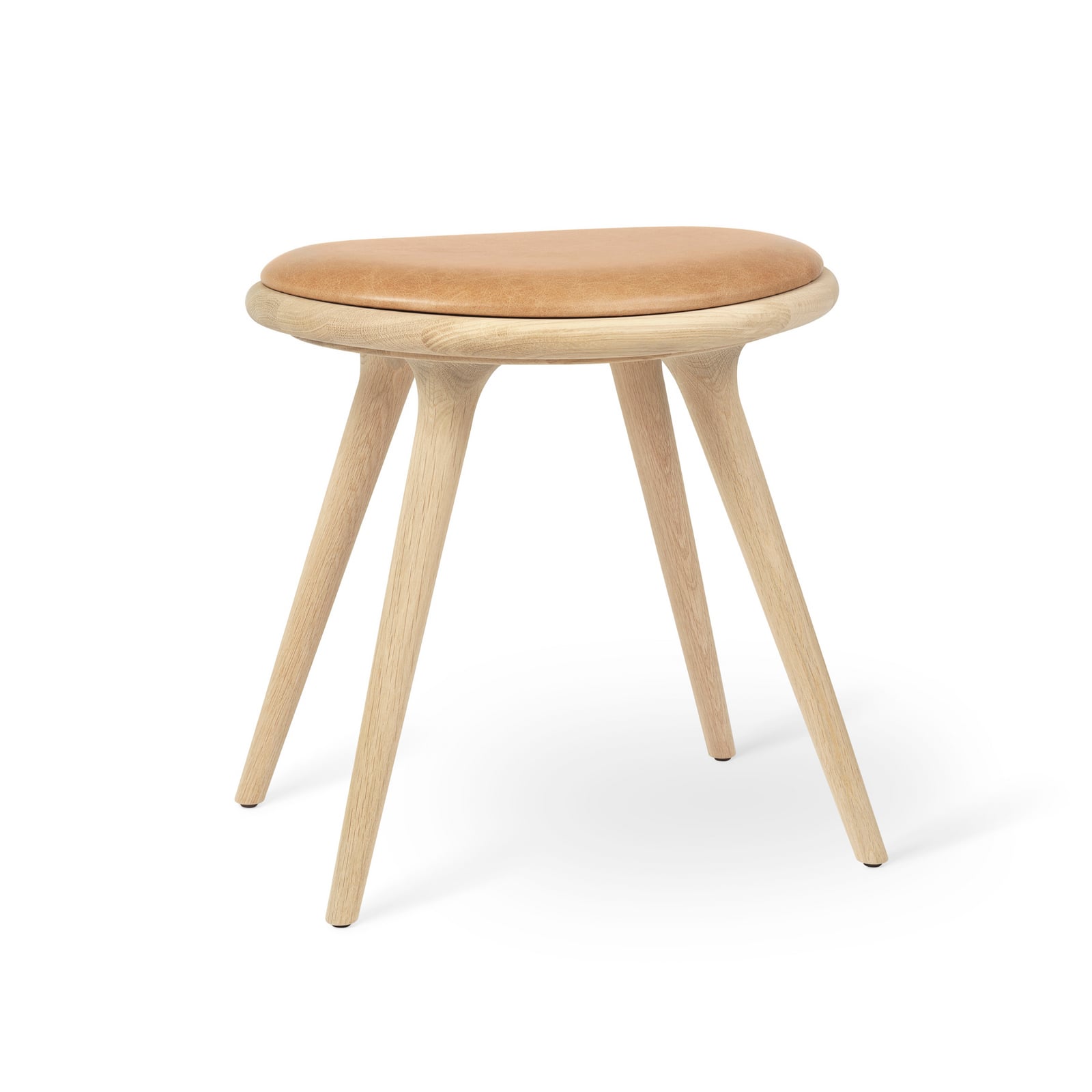 Chaise, marron, chêne teinté/cuir, hauteur 47 cm - Mater