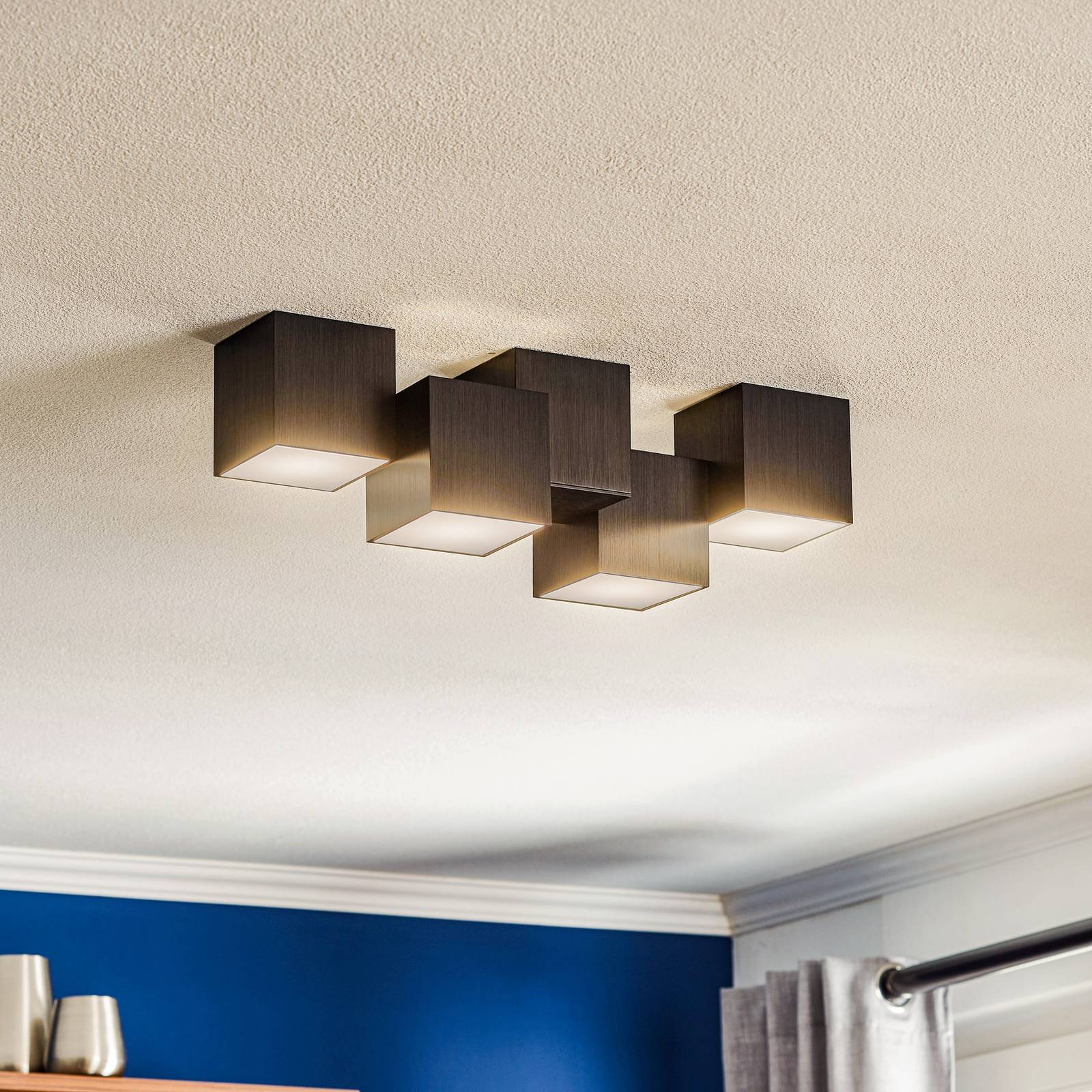 Grossmann GROSSMANN Rocks ceiling light 4-bulb black, for Living / Dining Room, aluminium, 6.1 W, L: 50 cm, W: 20 cm, H: 15 cm