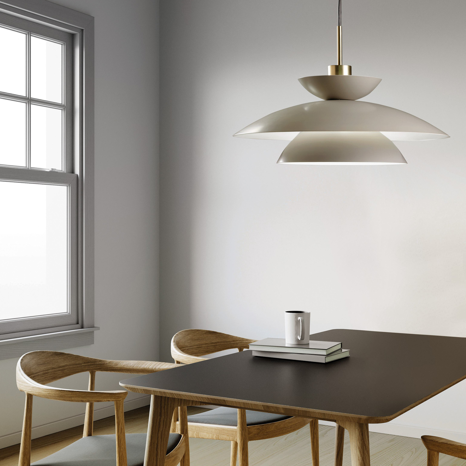 Kloé pendant light, dove grey, Ø 60 cm, metal