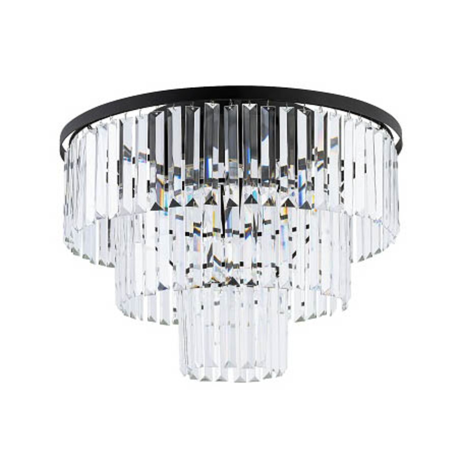 Cristal loftslampe, transparent/sort, Ø 56cm