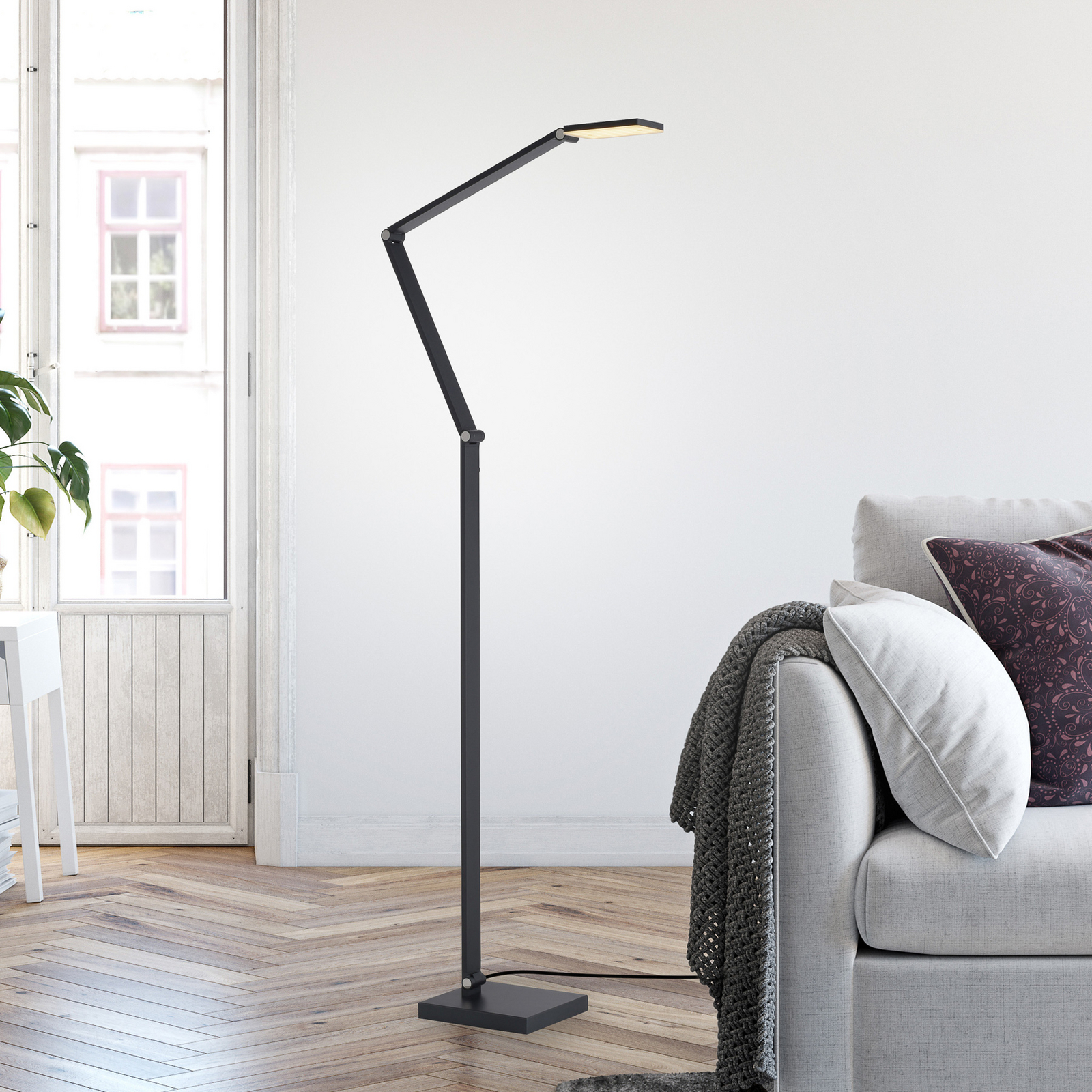LED toršeras „SAMSKY“, pilkos spalvos, aukštis 161 cm, metalinis, jutiklinis