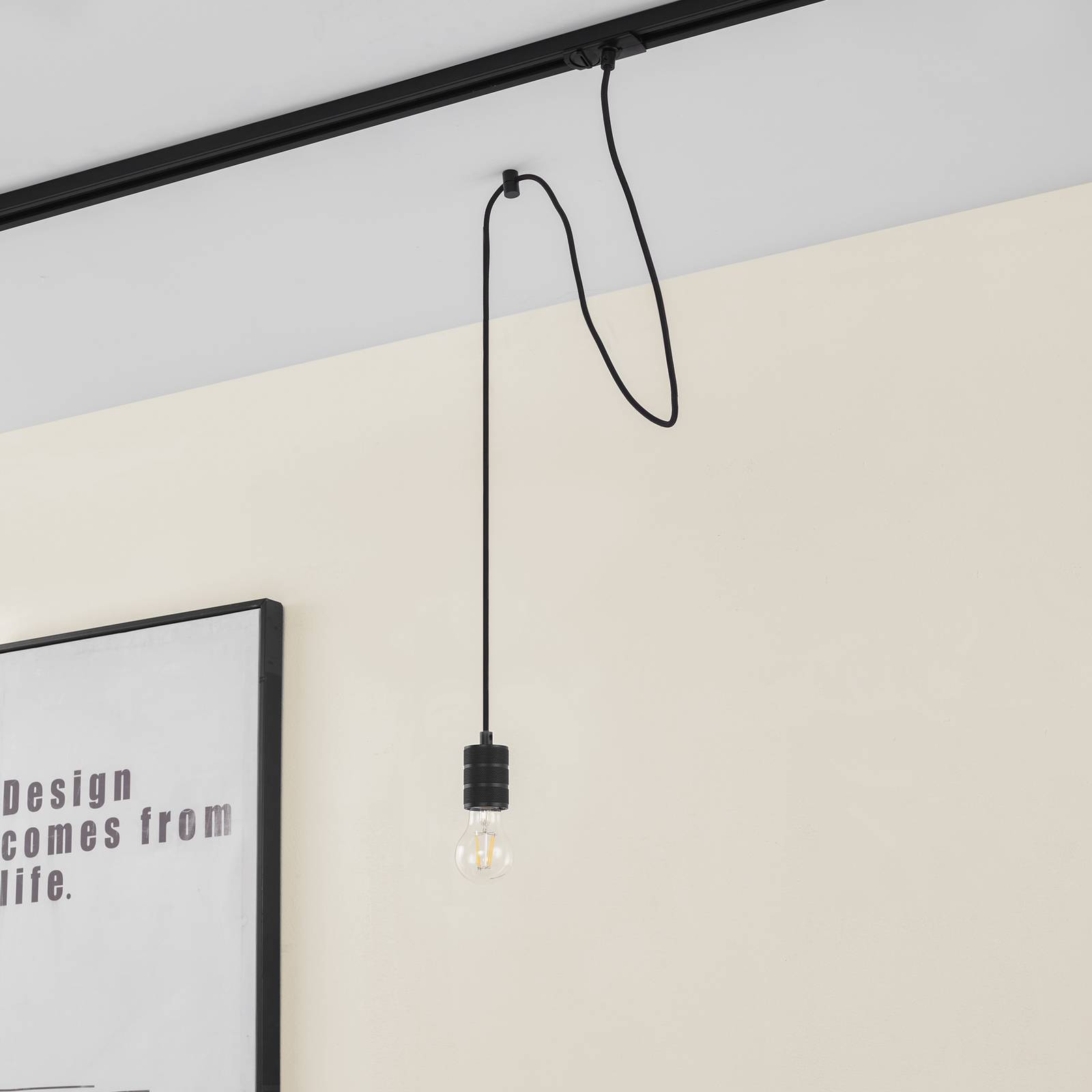 Lampa wisząca Lindby Linaro, Ø 4,6 cm, czarna, 1-fazowa, E27