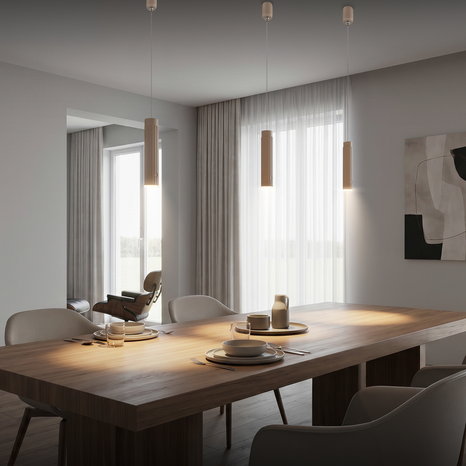 Lámpara colgante LED recargable «Hang», color beige, plástico, atenuable Lámpara colgante LED recargable «Hang», color beige, plástico, atenuable