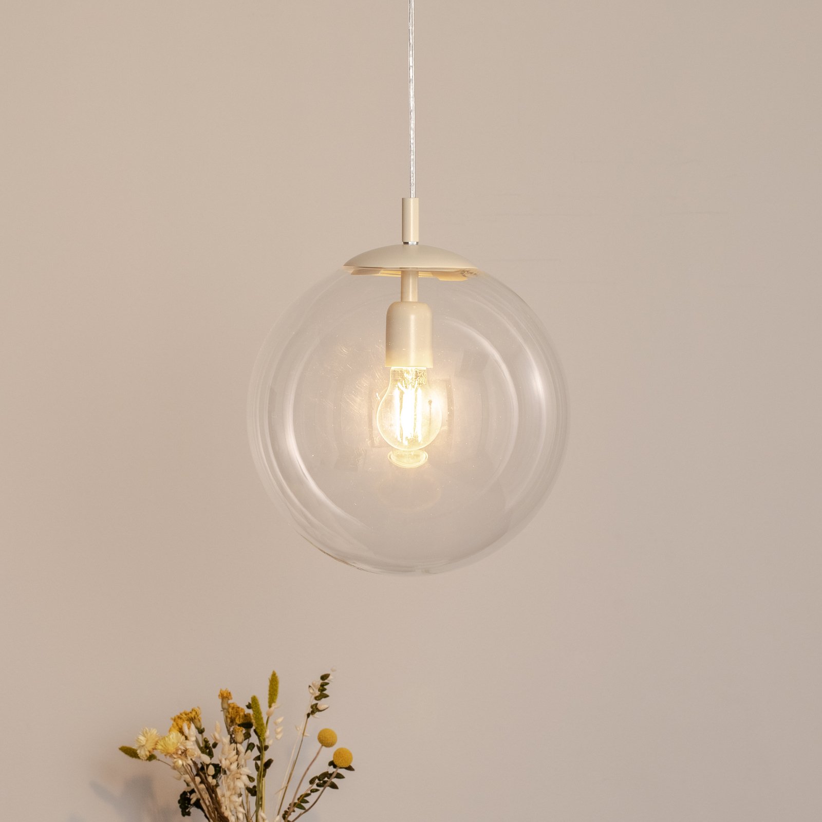 Hanglamp Dione, 1-lamp, helder/crème