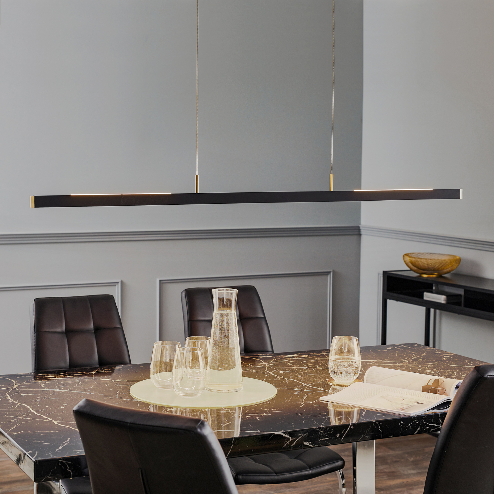 Rothfels Ekkiro LED hanglamp, zwart, messing