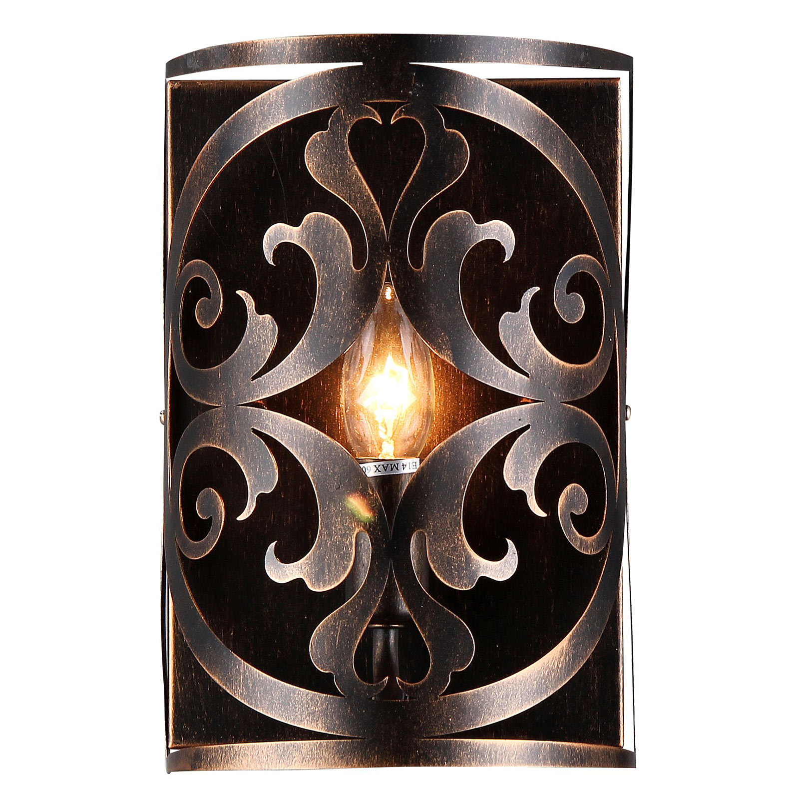 Maytoni Rustika wall light in brown, for Living / Dining Room, metal, E14, 60 W, energy efficiency: A++, W: 18 cm, H: 27 cm