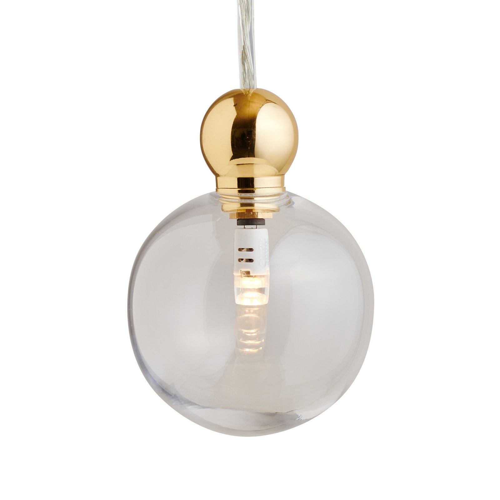 EBB & FLOW Uva M hanging lamp, gold, clear