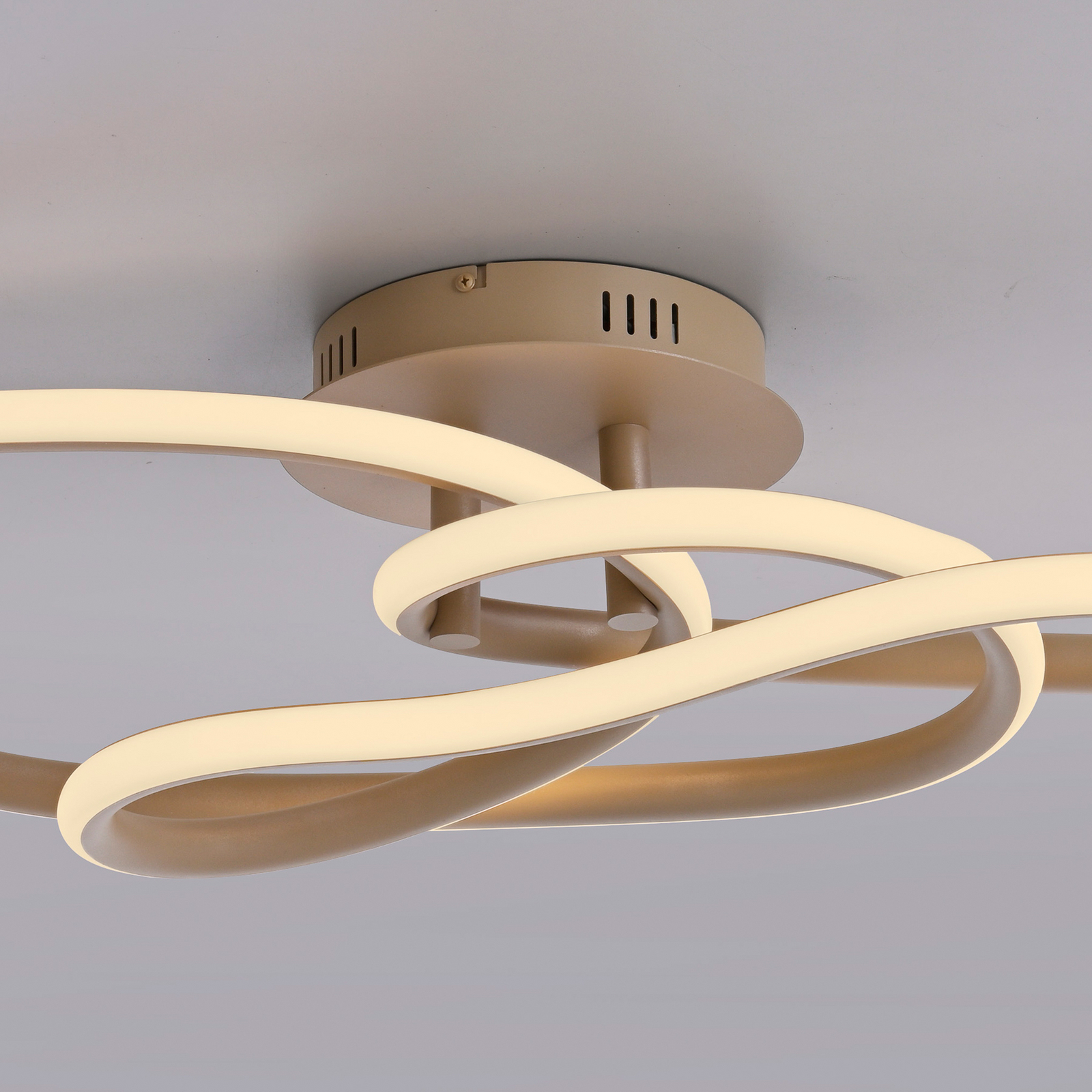 LED lubų šviestuvas „TWIST“, smėlio spalvos, ilgis 90 cm, metalinis, su LED lubų šviestuvas „TWIST“, smėlio spalvos, ilgis 90 cm, metalinis, su