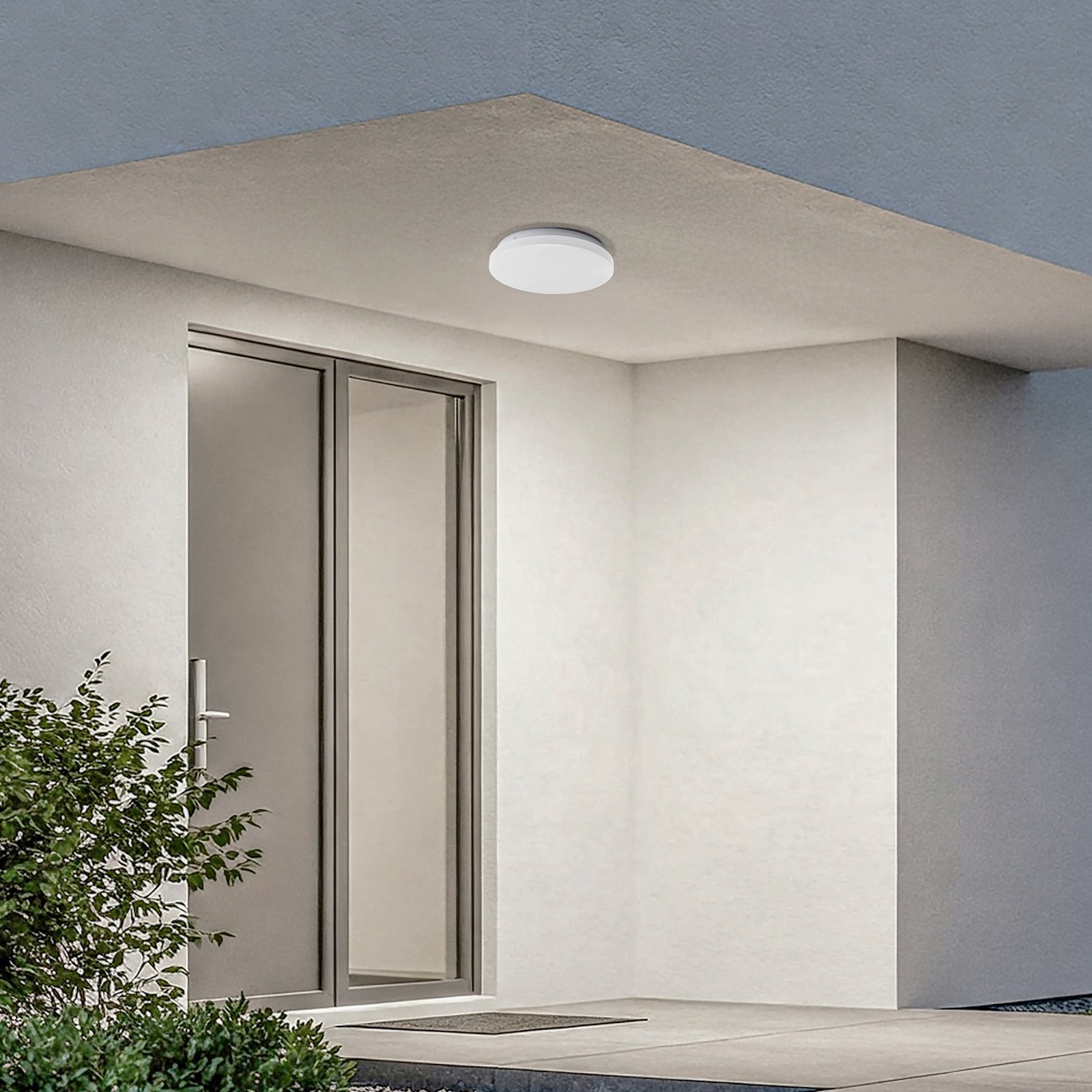 Lindby LED-Außendeckenleuchte Kirkola, 4000 K, Ø 26 cm, weiß