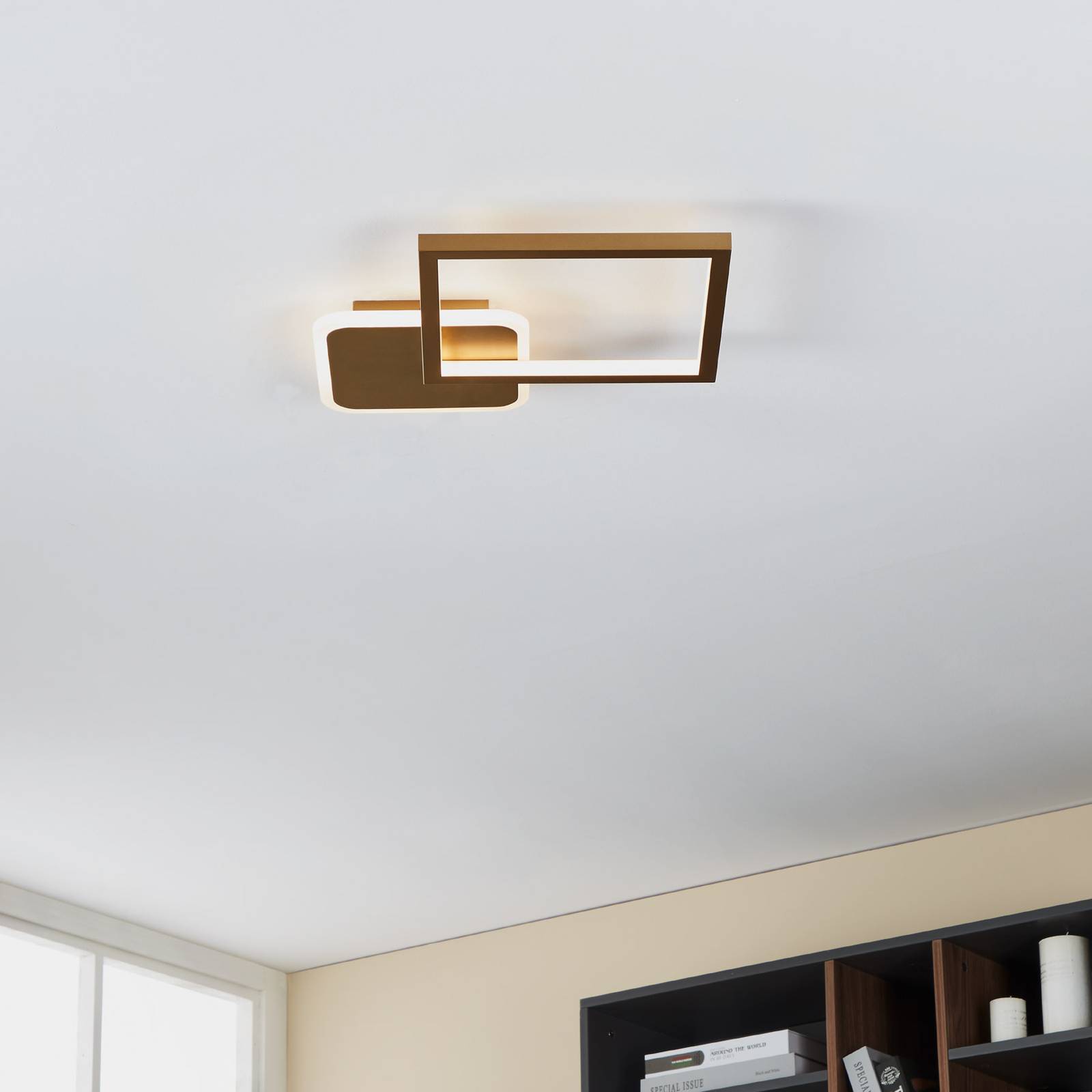 Photos - Chandelier / Lamp EGLO LED ceiling light Gafares with remote control angular gold 